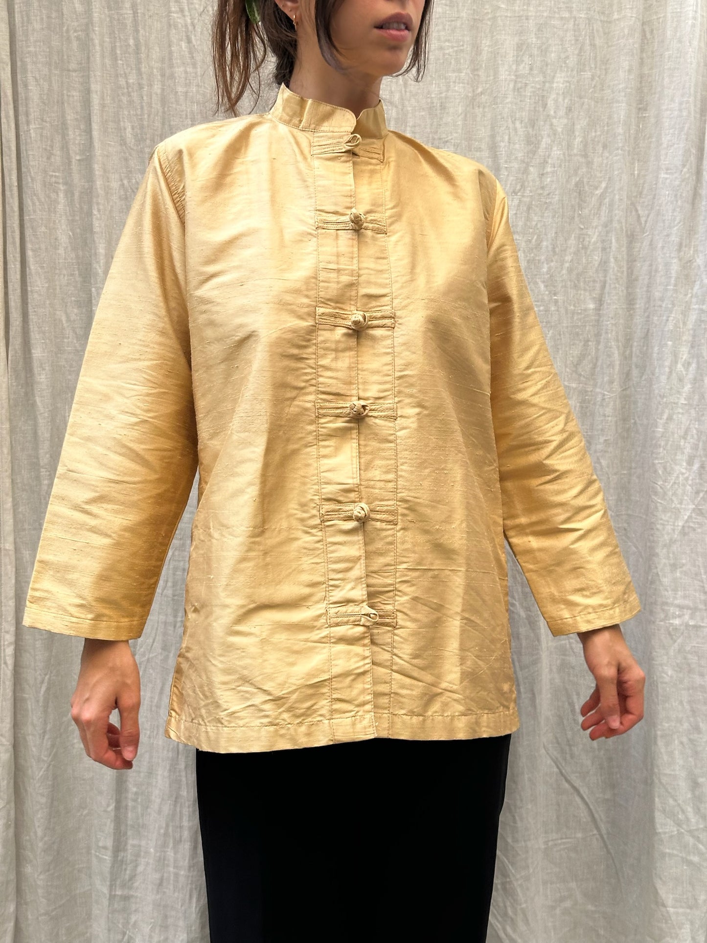 Vintage Asian/Oriental Gold Long Sleeve Jacket Top M