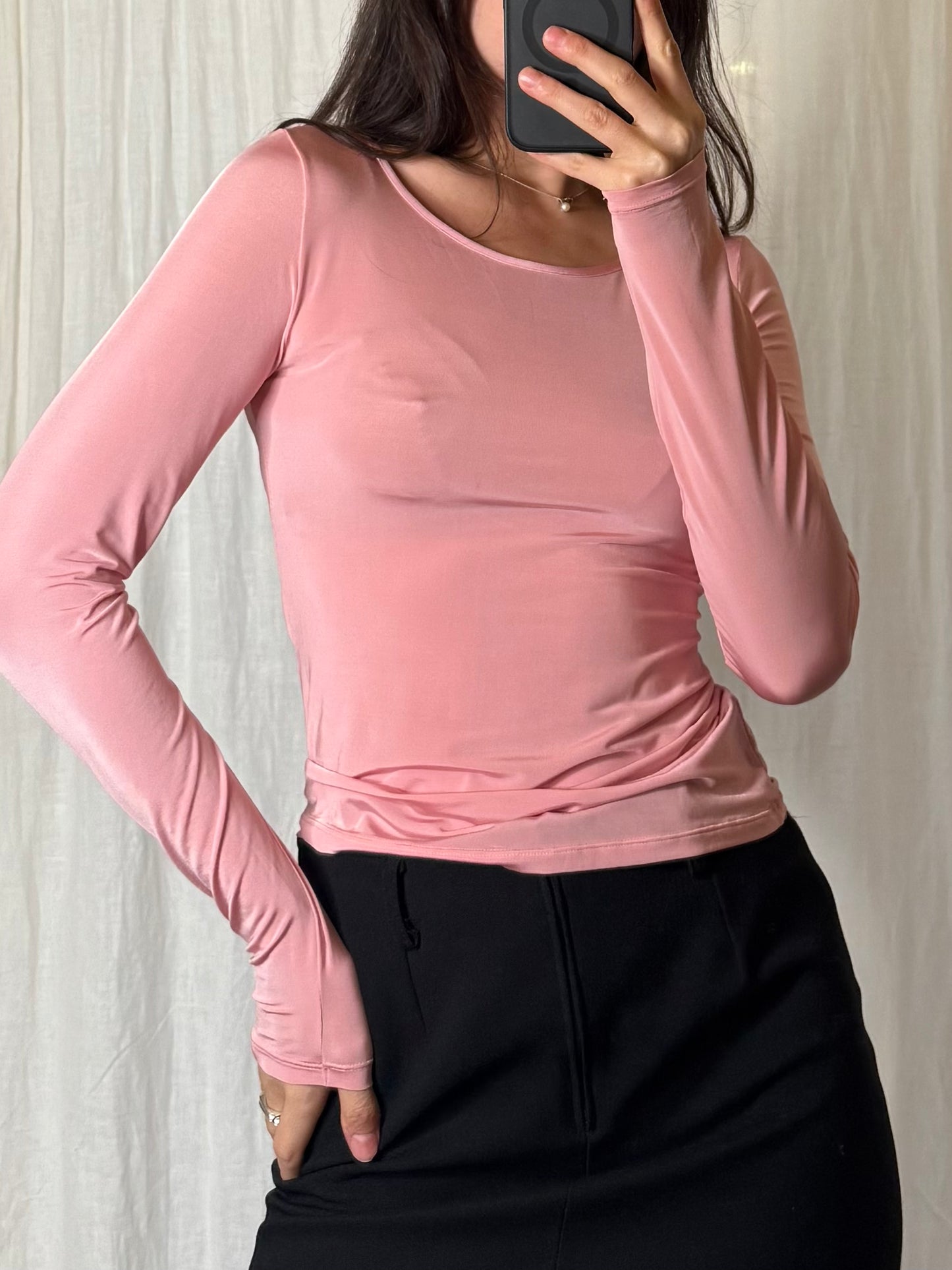 Vintage Baby Pink Long Sleeve Shirt S/M
