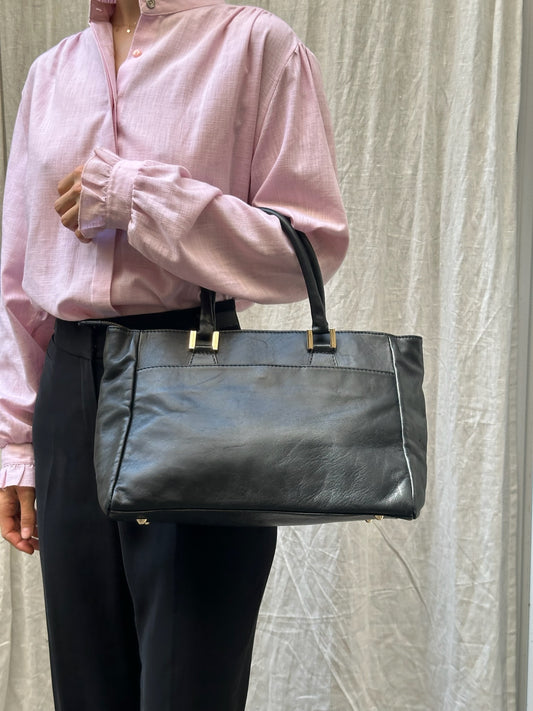 Vintage 100% Genuine Leather Black Handbag M