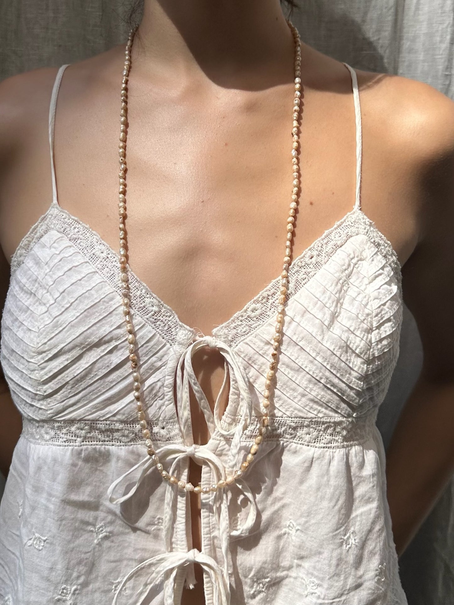 Vintage Light Pink Water Pearl Necklace With Floral Brooch