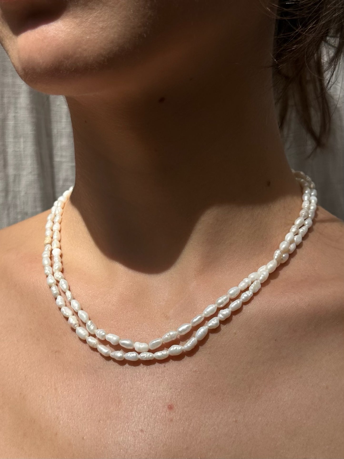 Vintage White Fresh Water White Pearl Necklace With Cat Brooch