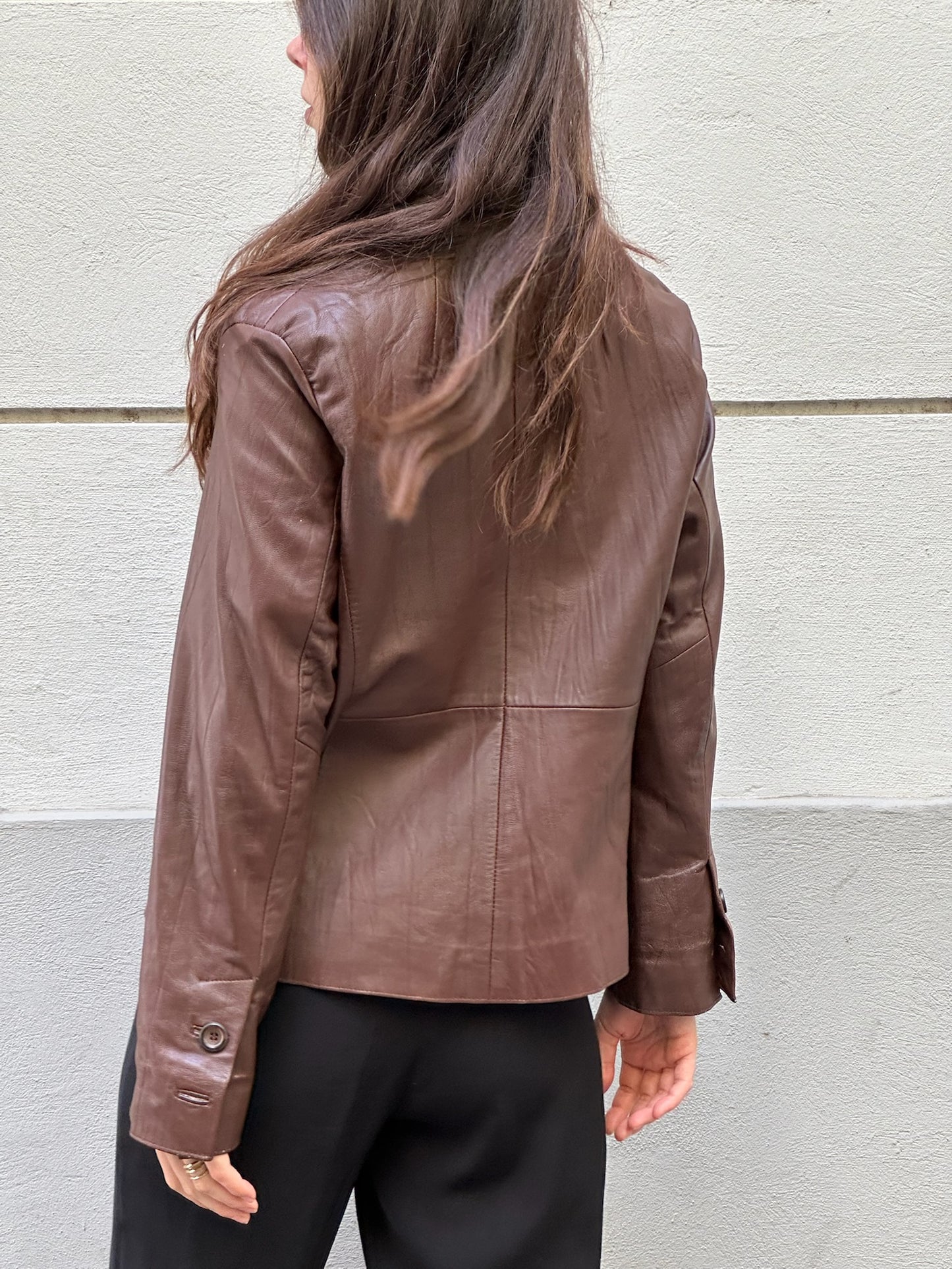 Vintage 100% Genuine Leather Brown Blazer Jacket S