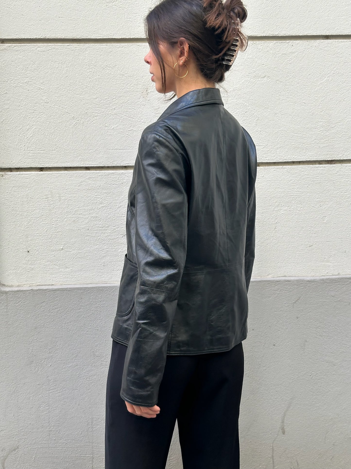 Vintage 100% Genuine Leather Black Blazer Jacket S