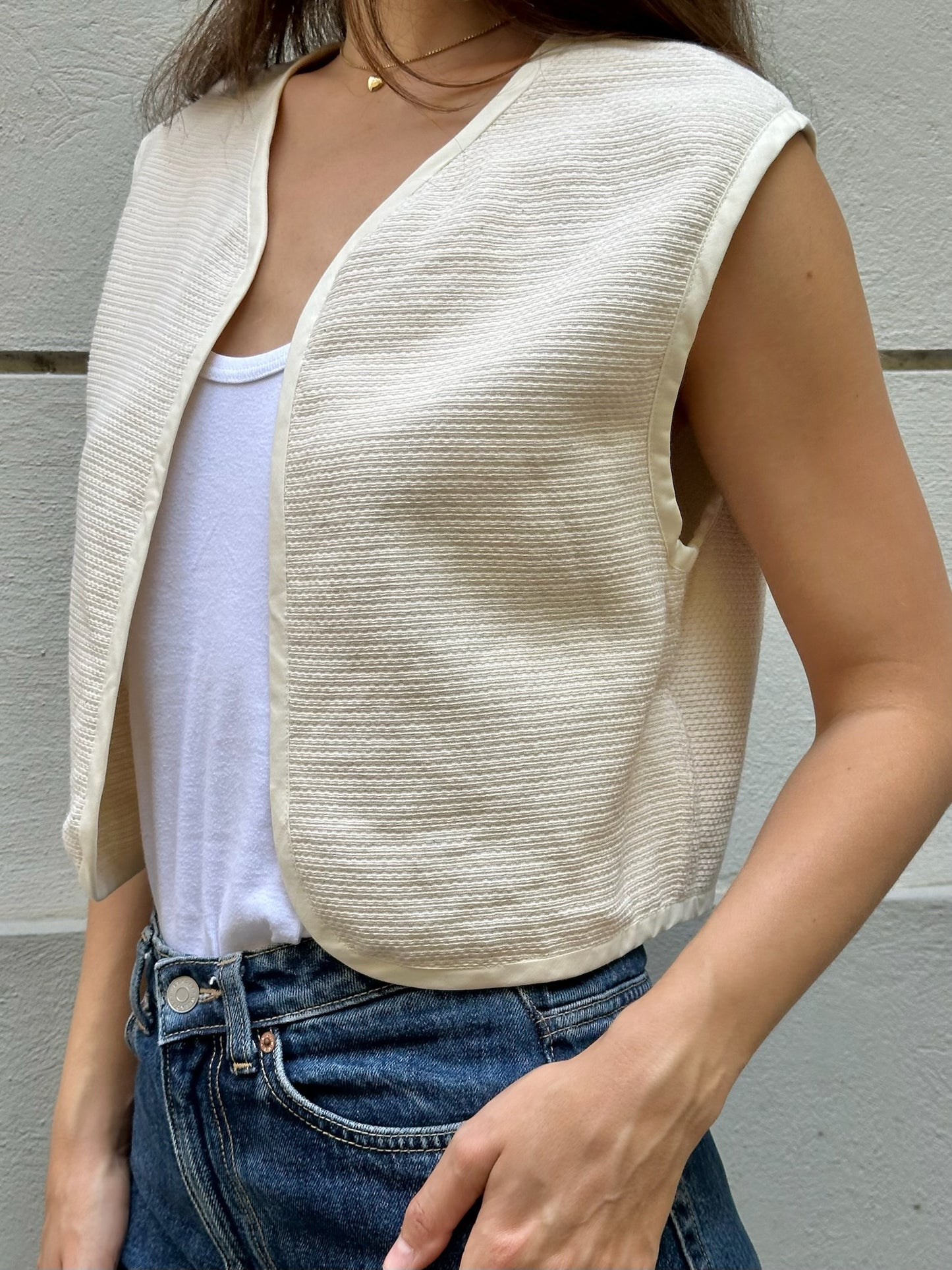 Vintage Cream Cotton Gilet/Vest S/M