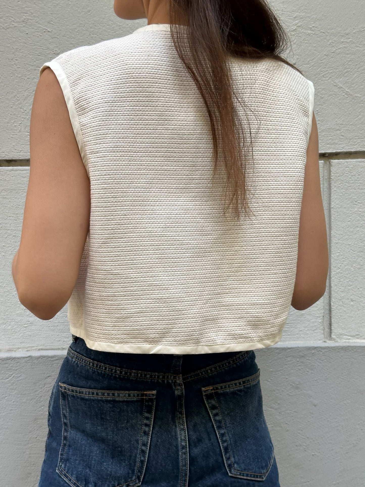 Vintage Cream Cotton Gilet/Vest S/M