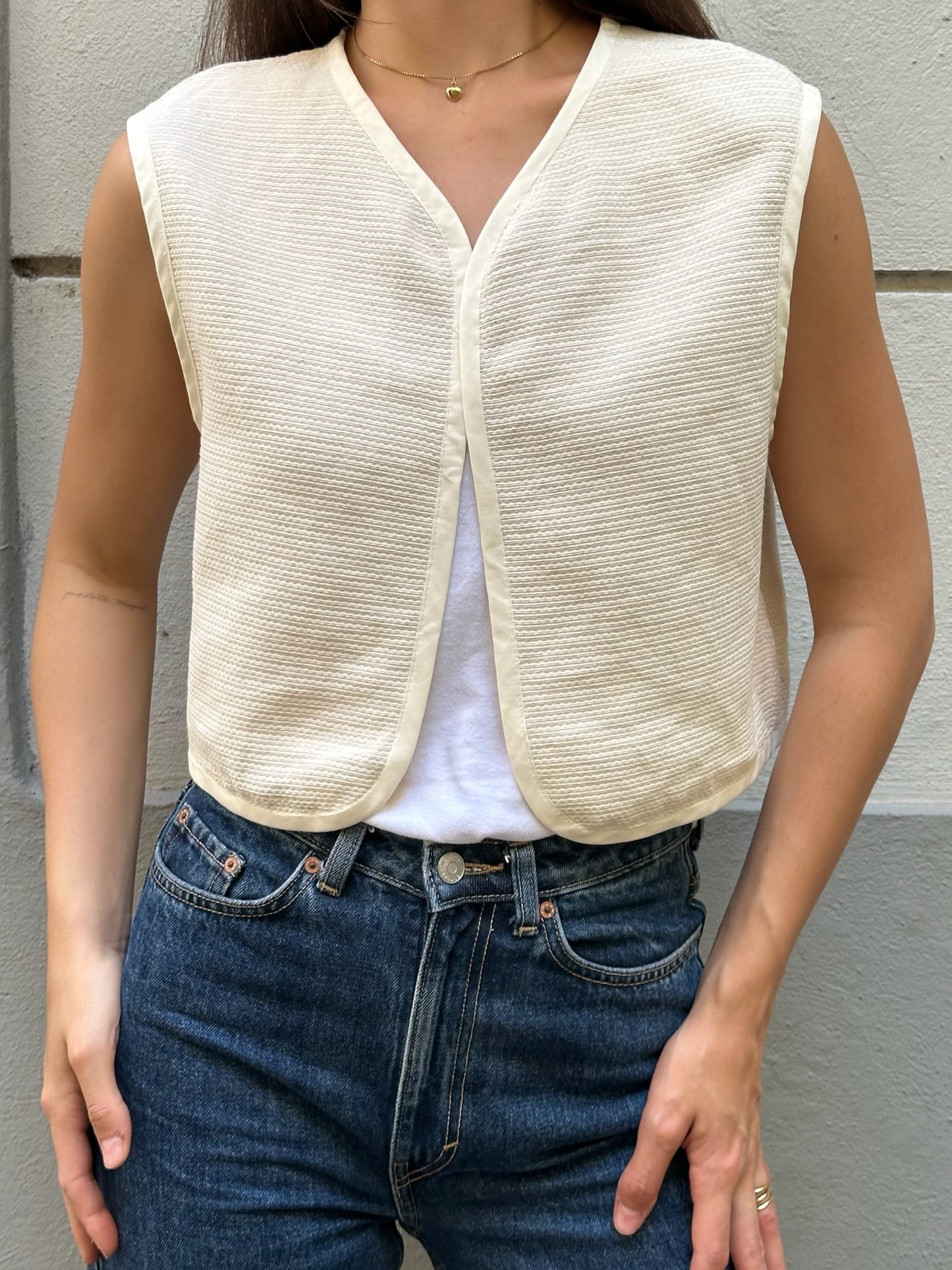 Vintage Cream Cotton Gilet/Vest S/M