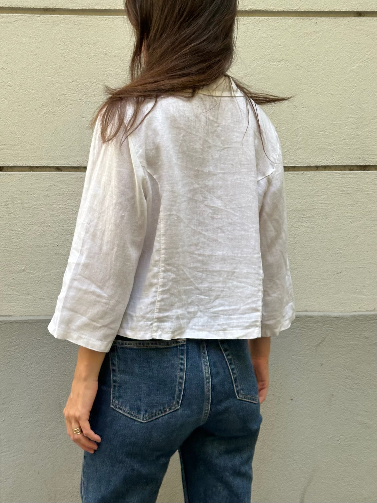 Vintage 100% Linen White Blazer Top M