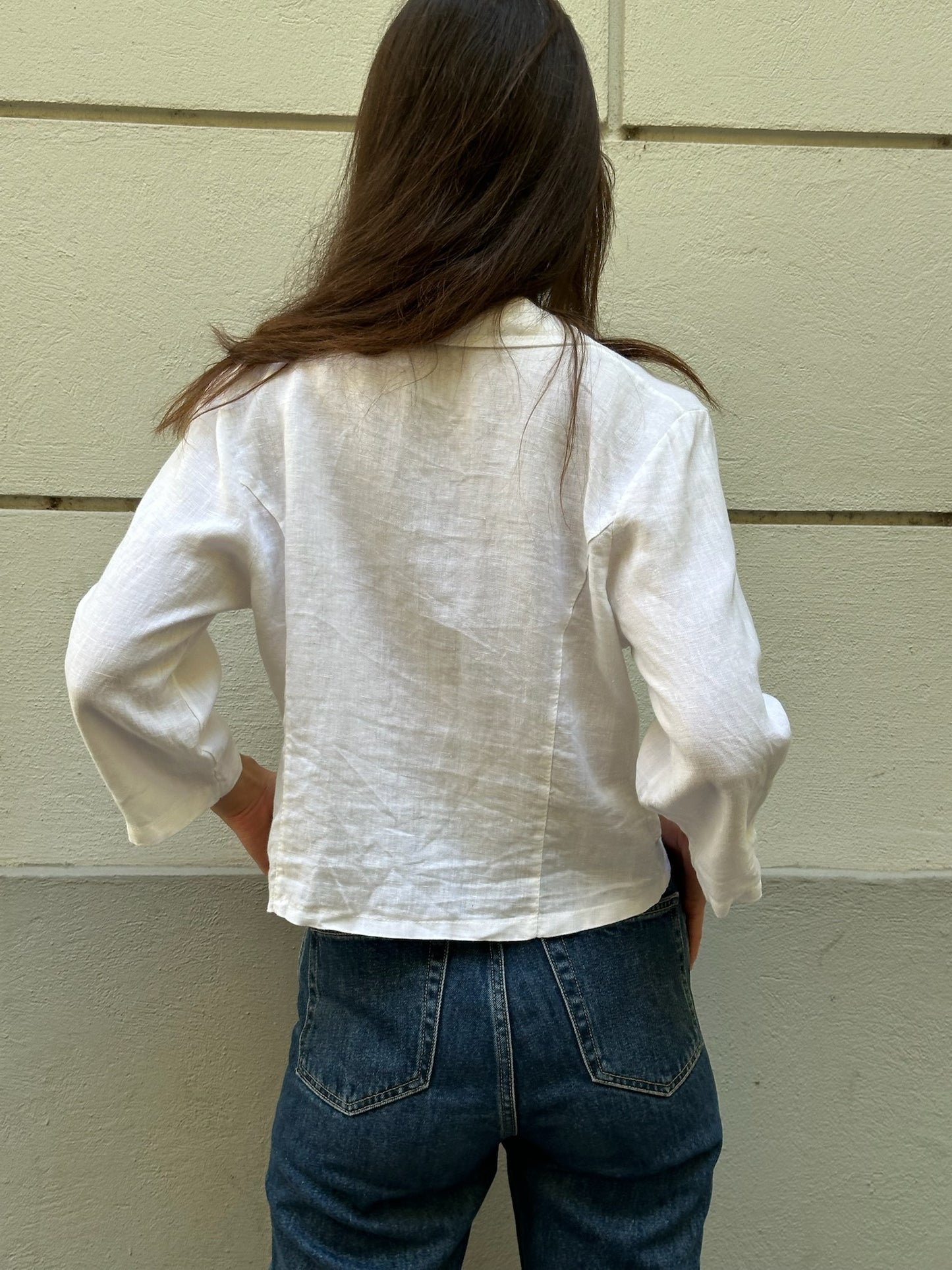 Vintage 100% Linen White Blazer Top M