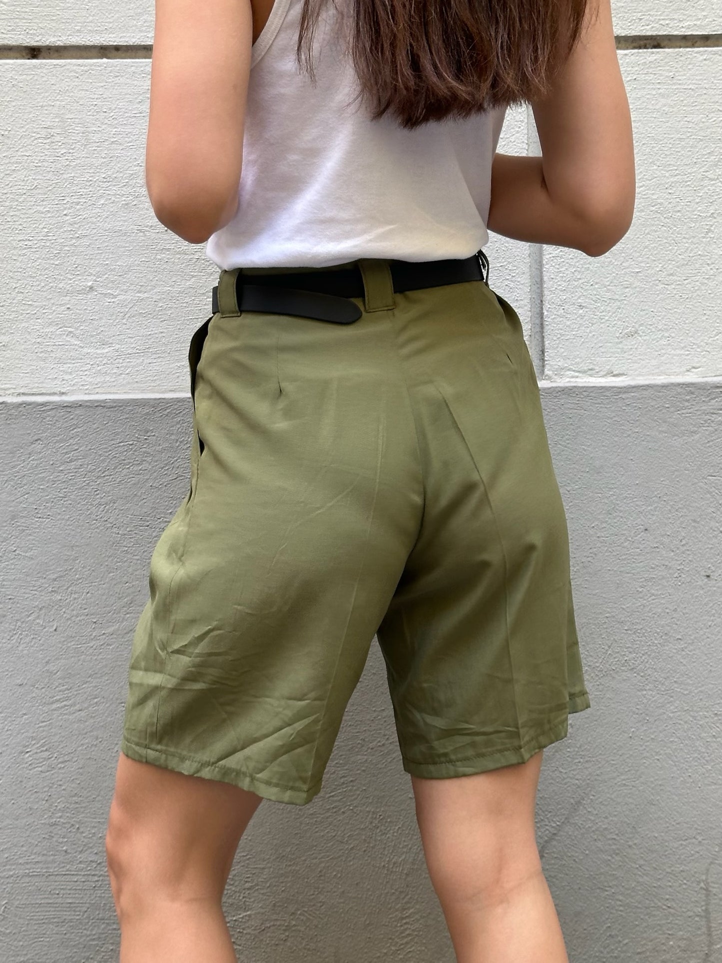 Vintage Olive Green High Waisted Bermuda Shorts M