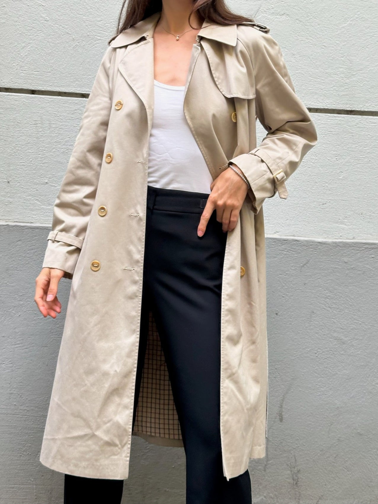 Vintage Korean Beige Trench Coat S