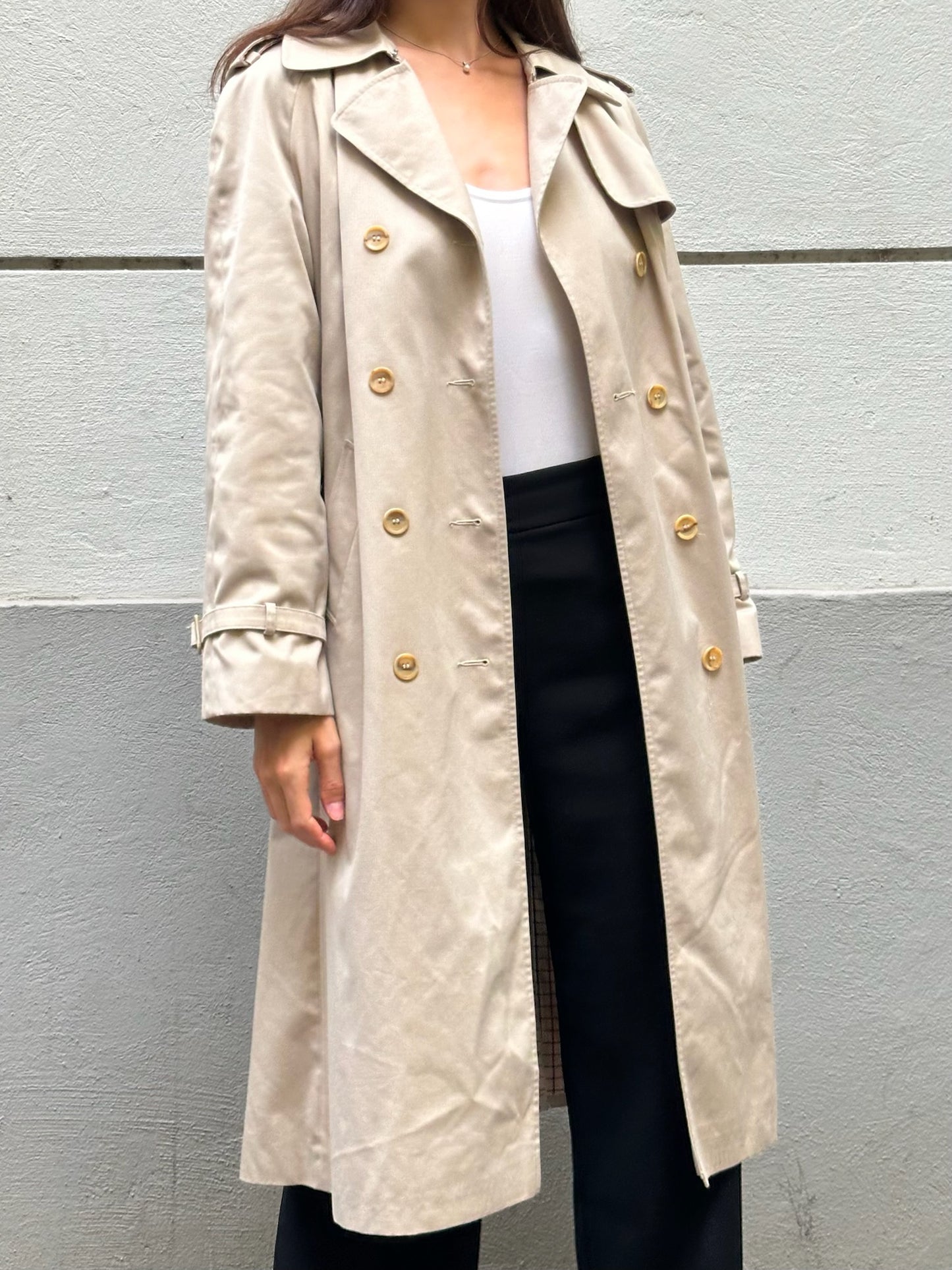 Vintage Korean Beige Trench Coat S