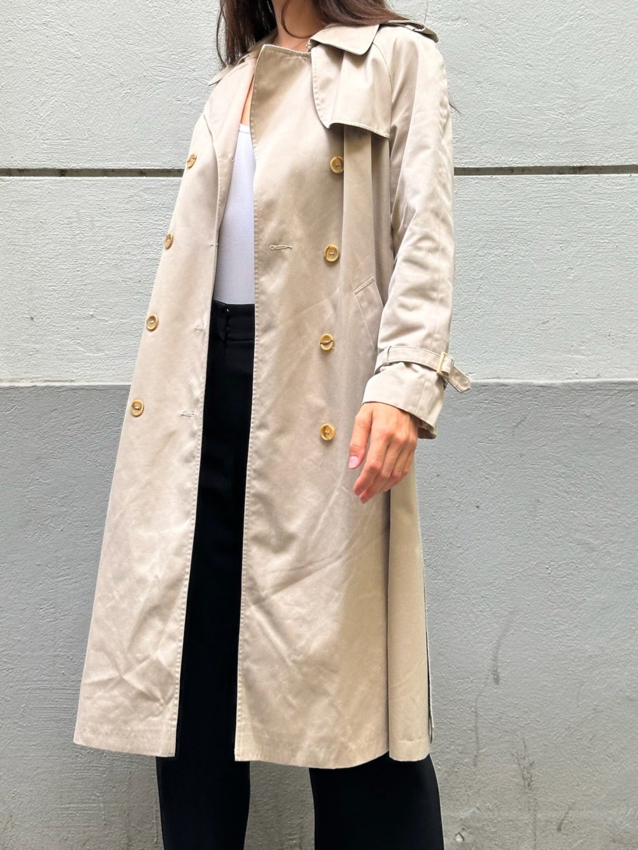 Vintage Korean Beige Trench Coat S