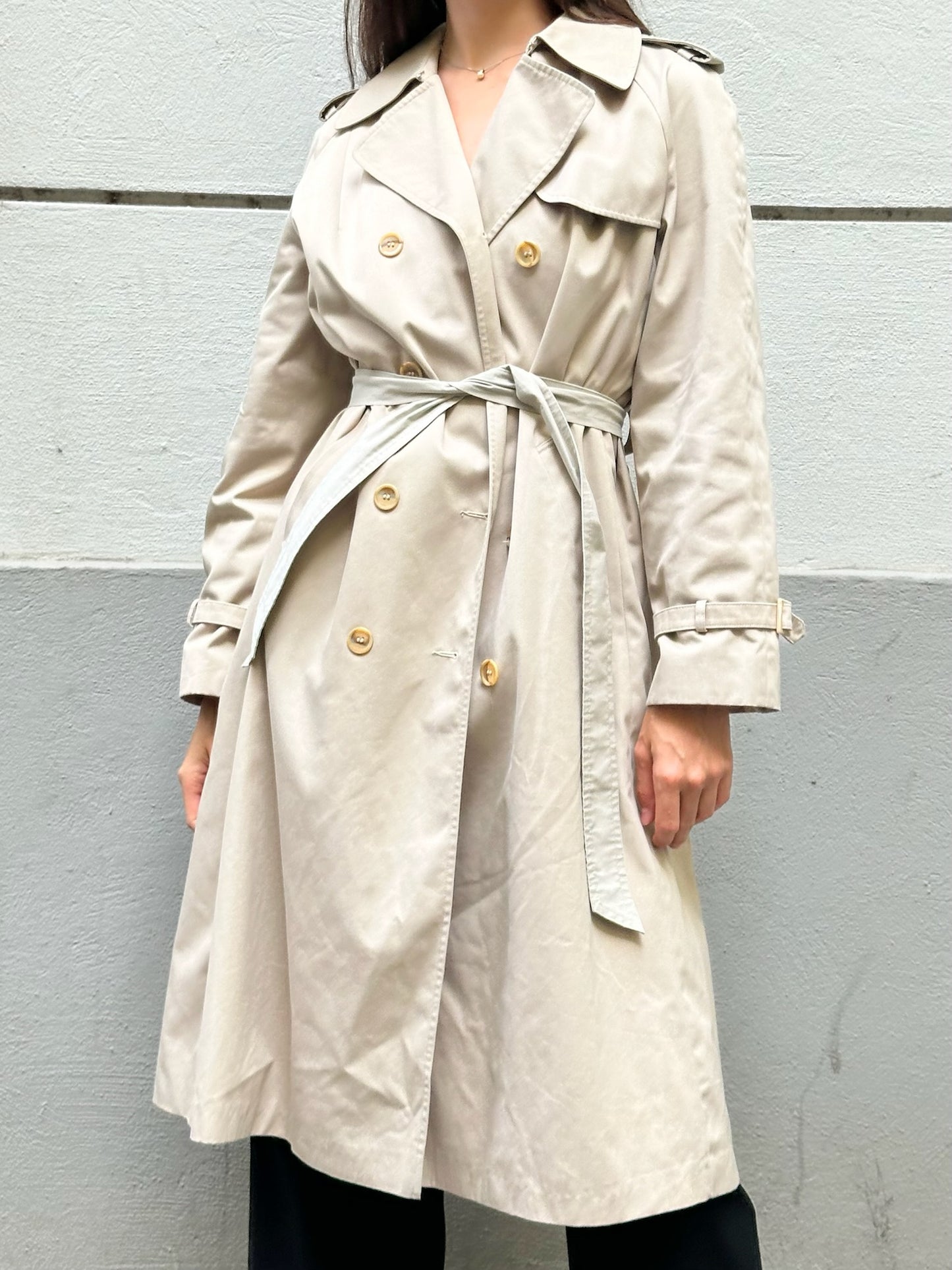 Vintage Korean Beige Trench Coat S