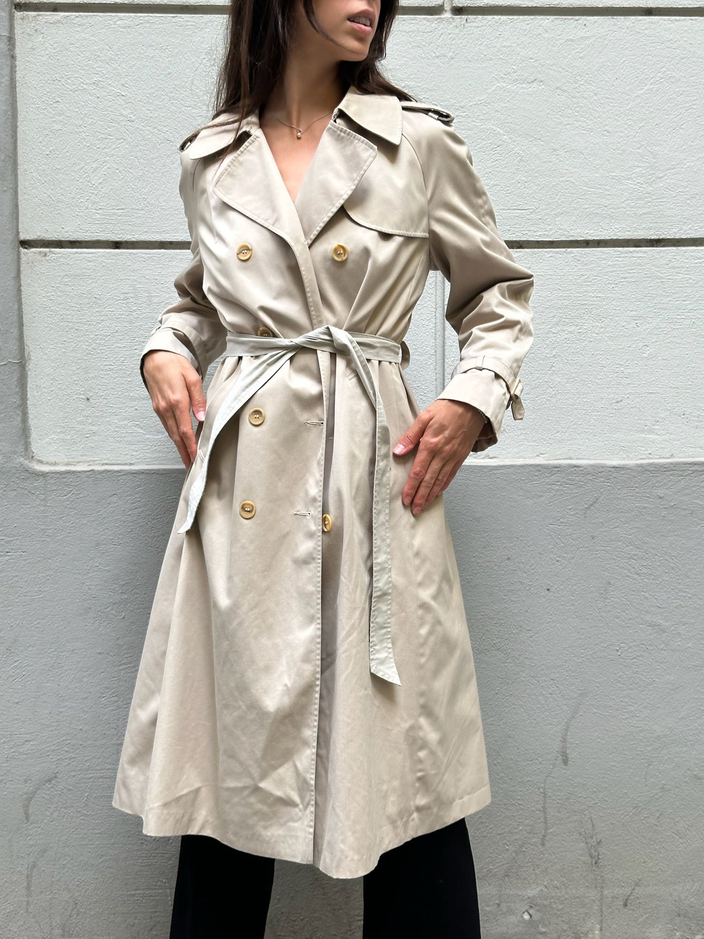 Vintage Korean Beige Trench Coat S