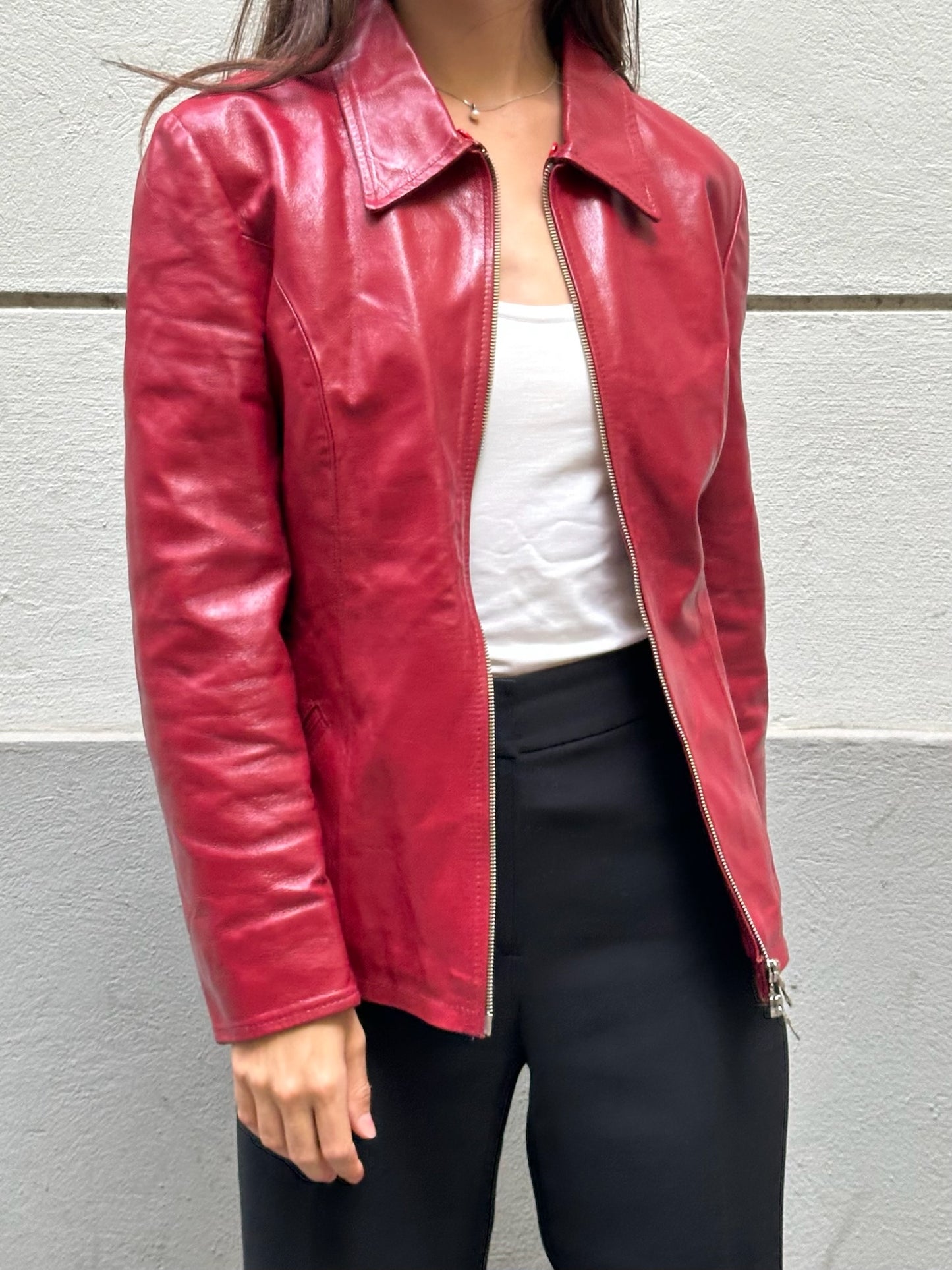 Vintage 100% Genuine Leather Red Jacket S/M