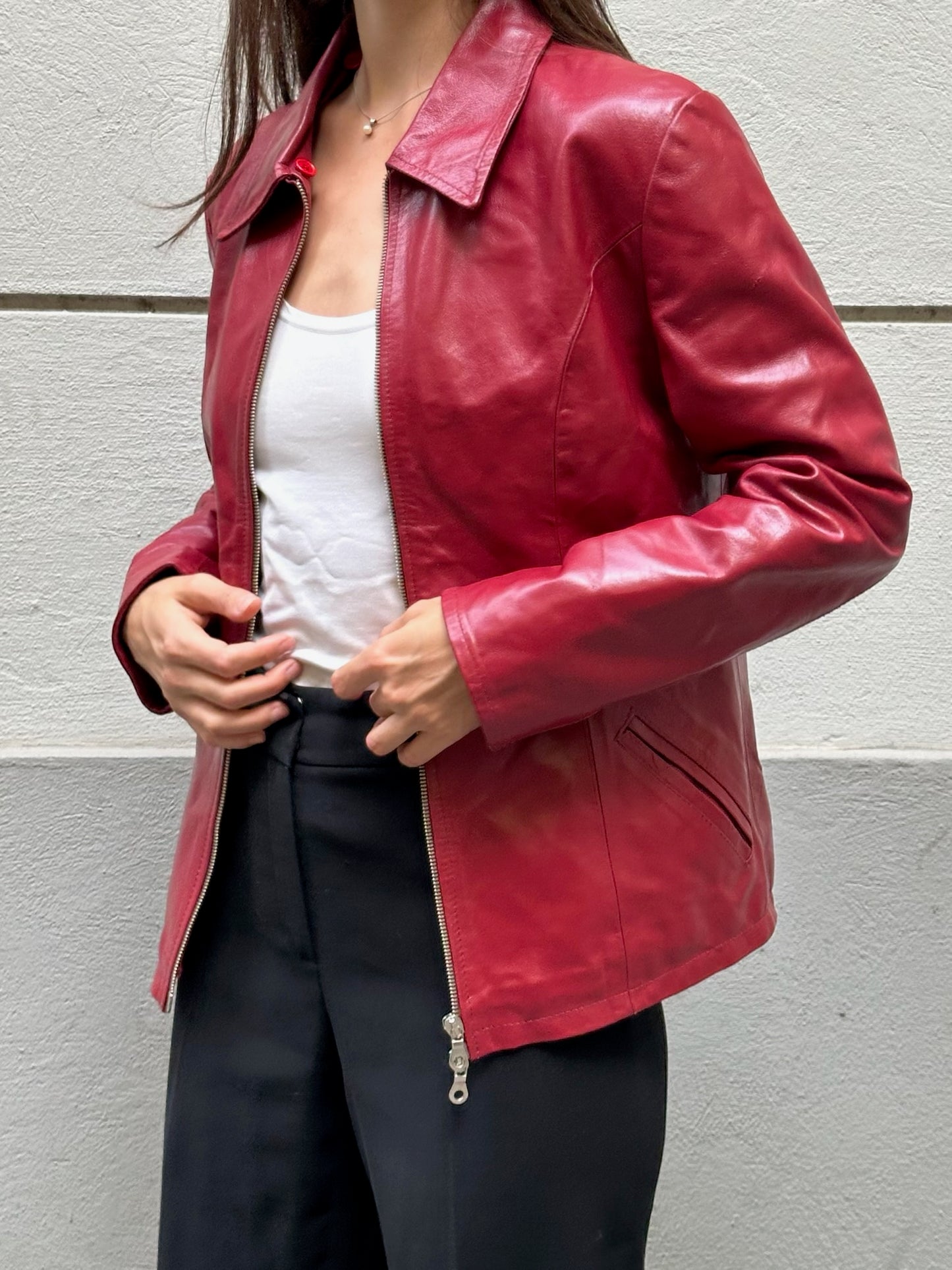 Vintage 100% Genuine Leather Red Jacket S/M