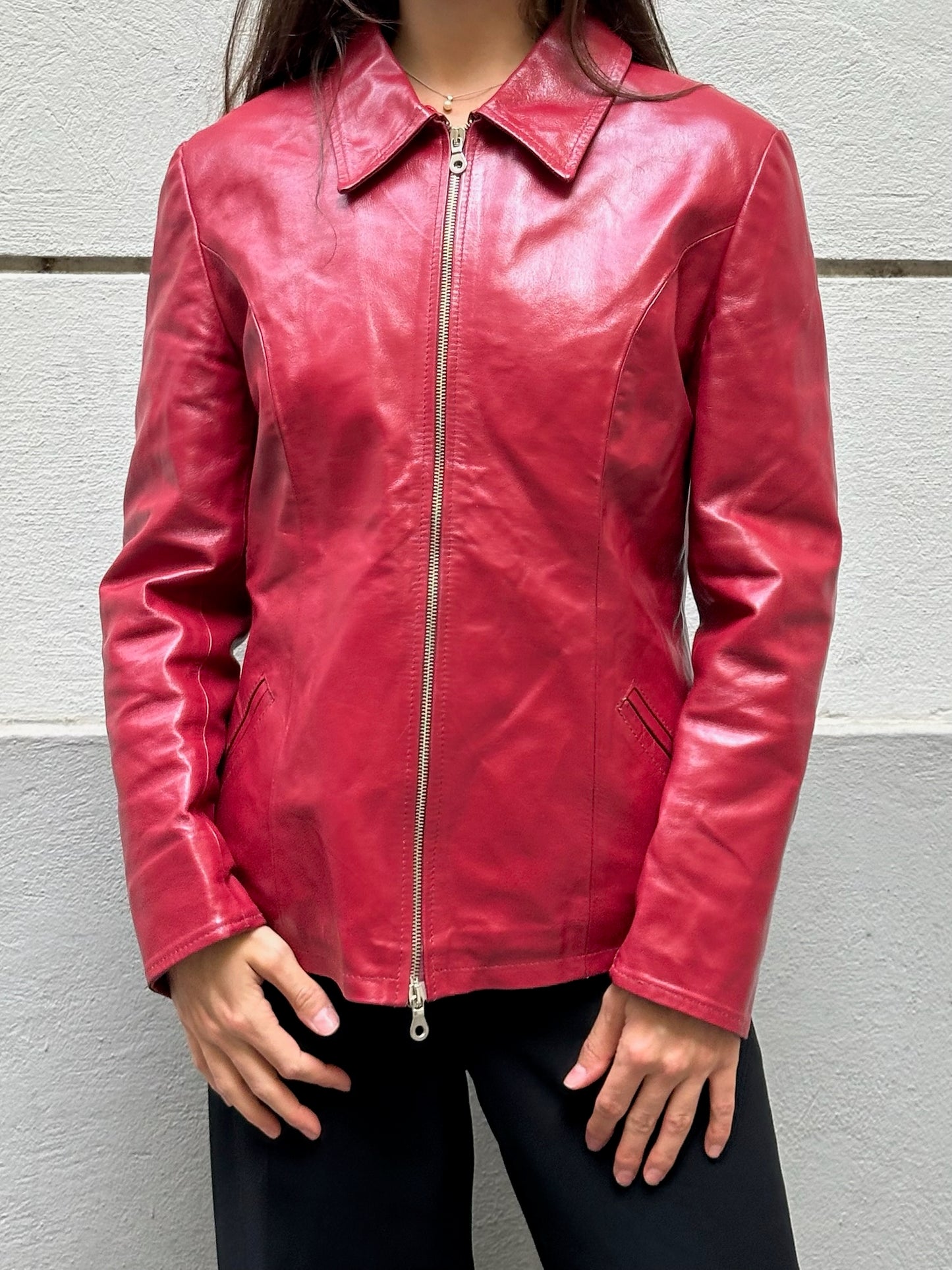 Vintage 100% Genuine Leather Red Jacket S/M