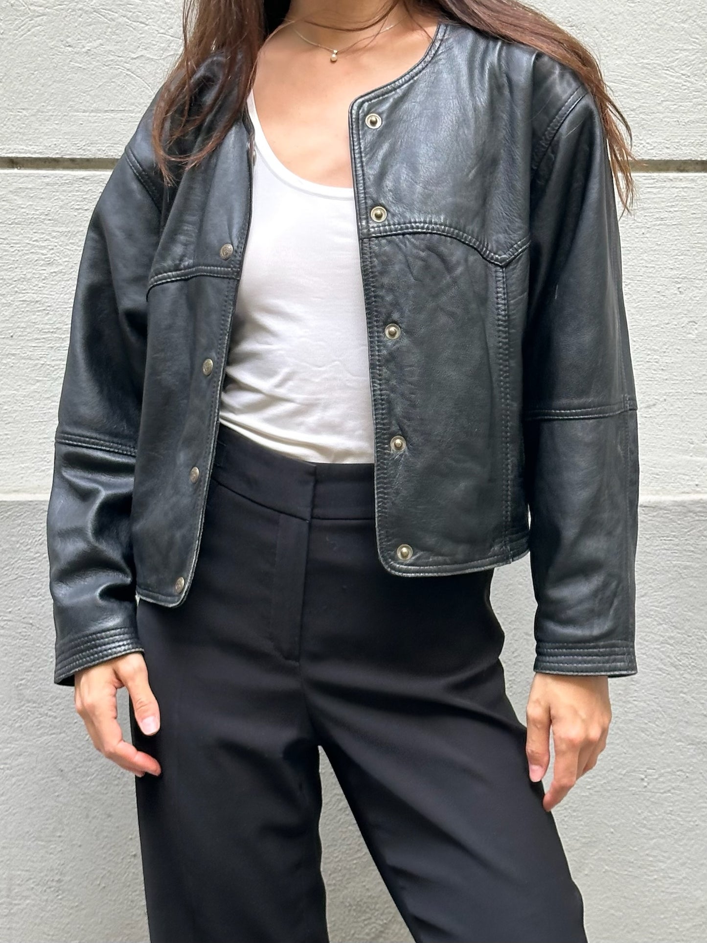 Vintage 100% Genuine Leather Black Bomber Jacket M
