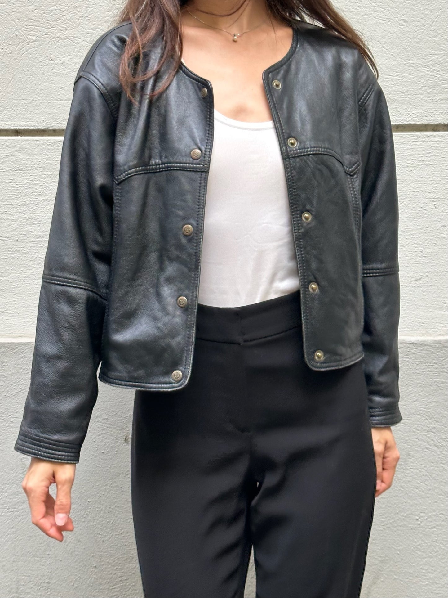 Vintage 100% Genuine Leather Black Bomber Jacket M