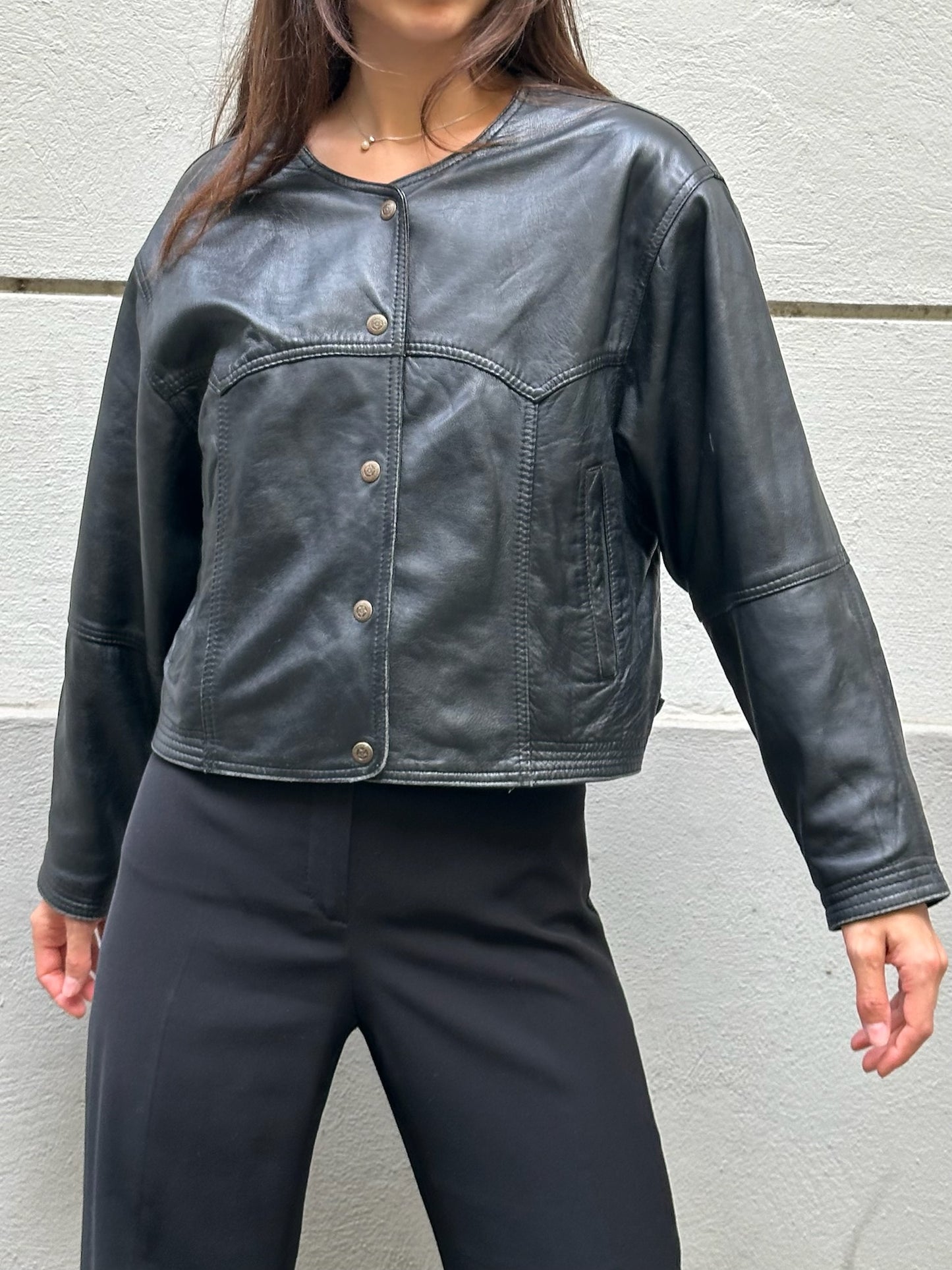 Vintage 100% Genuine Leather Black Bomber Jacket M
