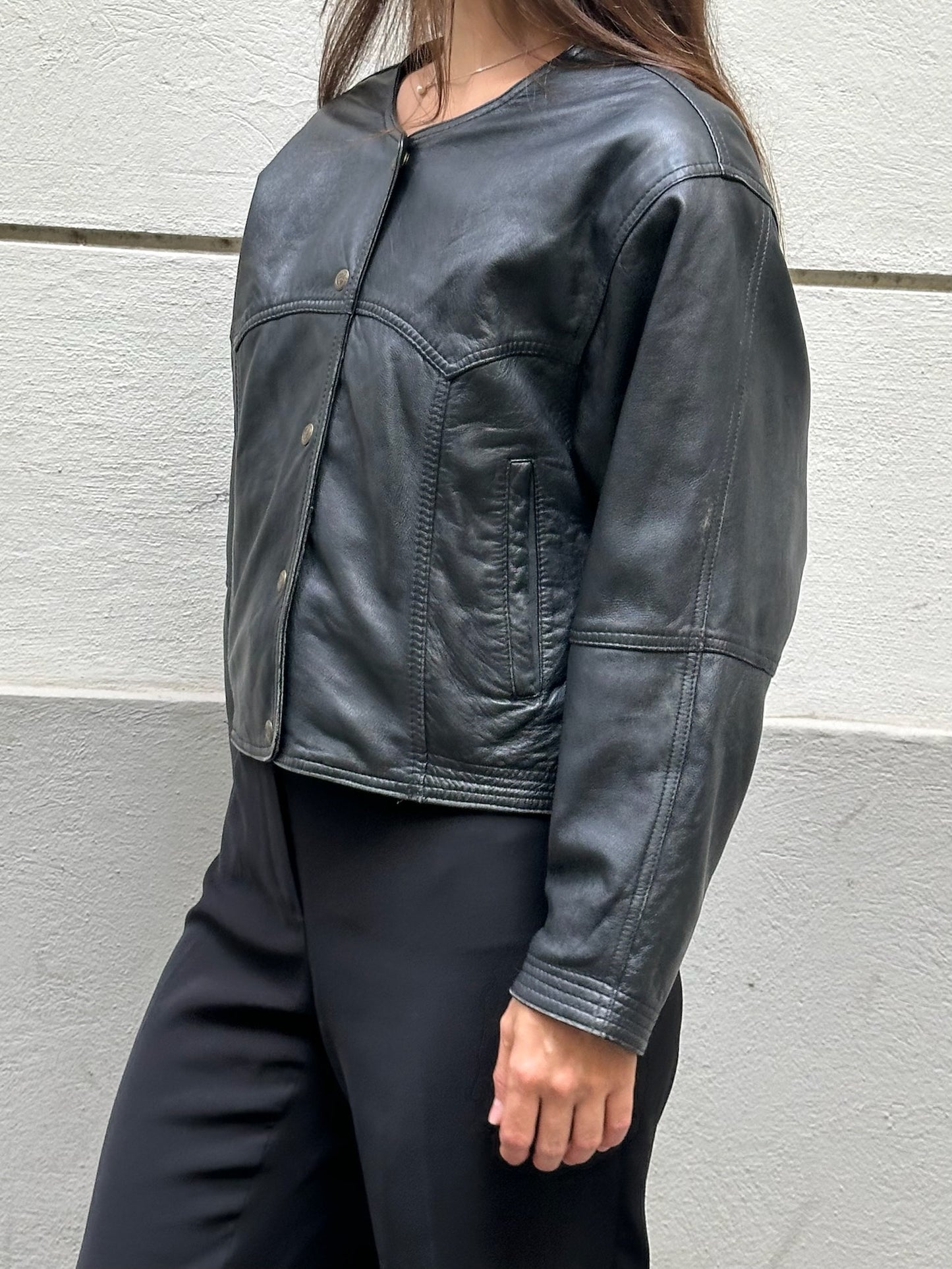 Vintage 100% Genuine Leather Black Bomber Jacket M