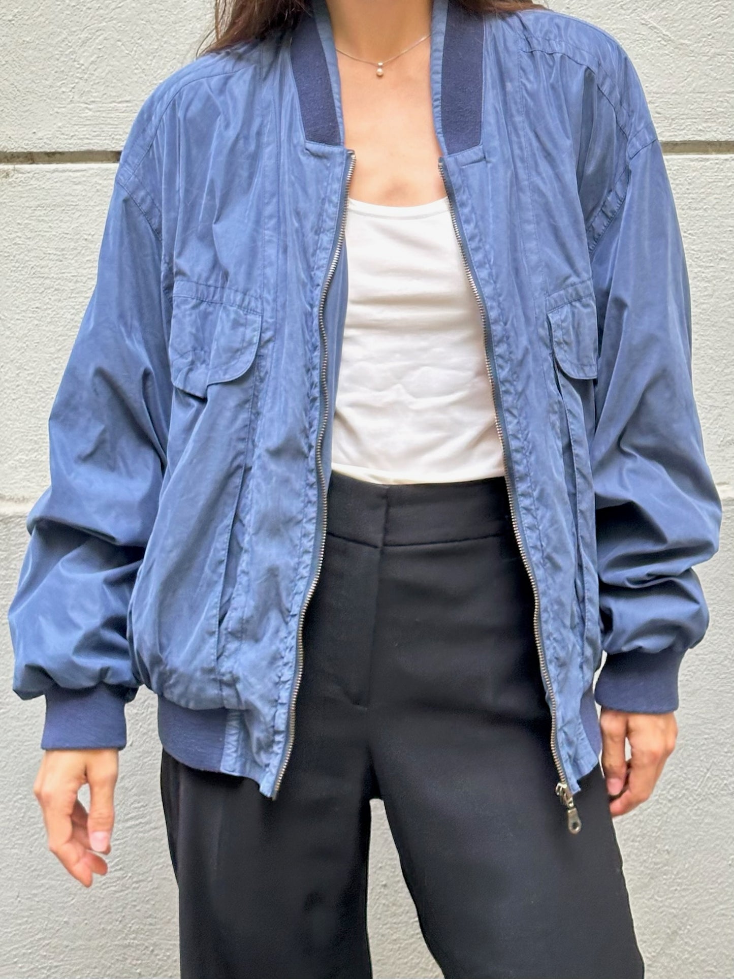 Vintage Blue Unisex Bomber Jacket L