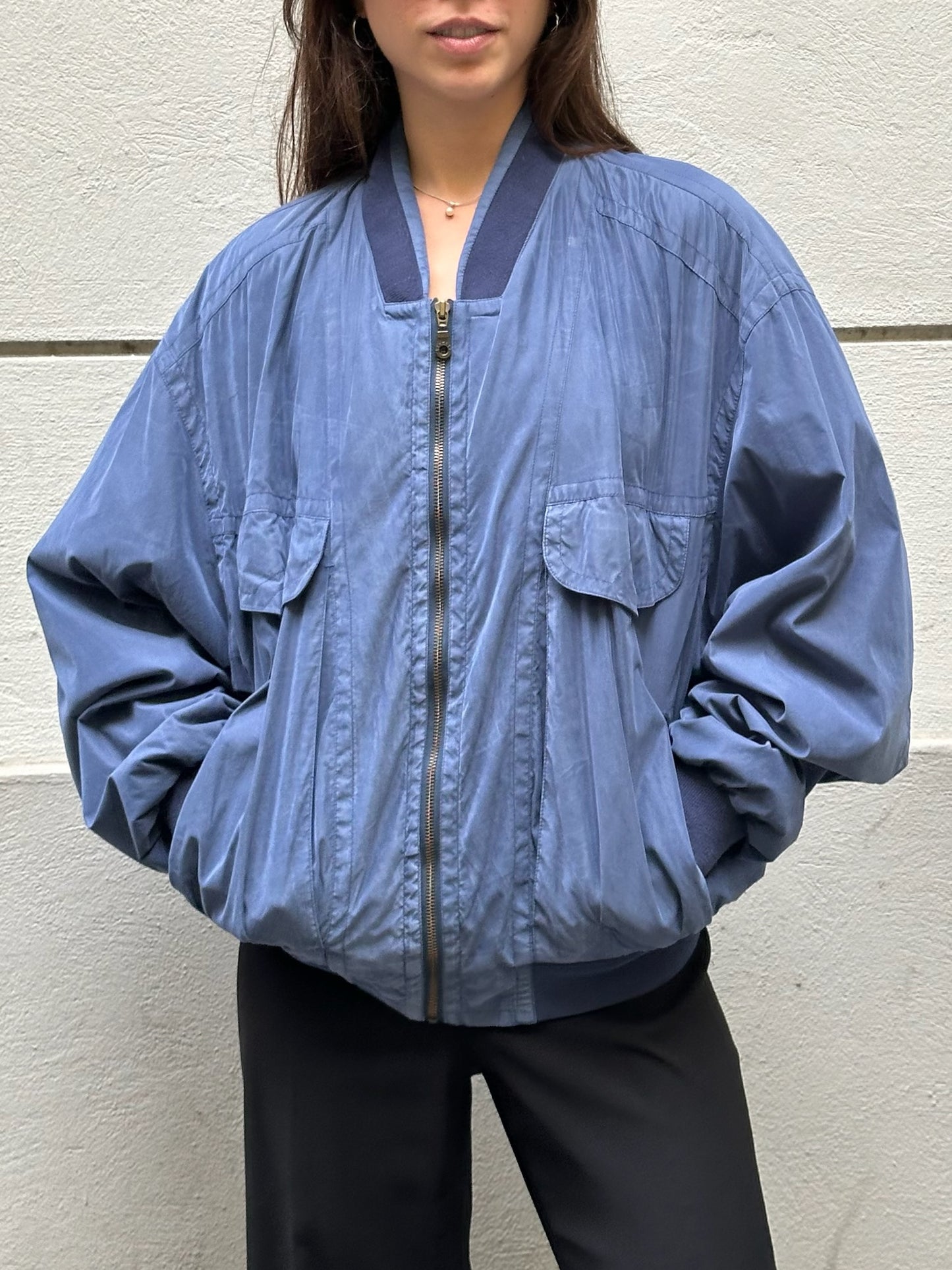 Vintage Blue Unisex Bomber Jacket L