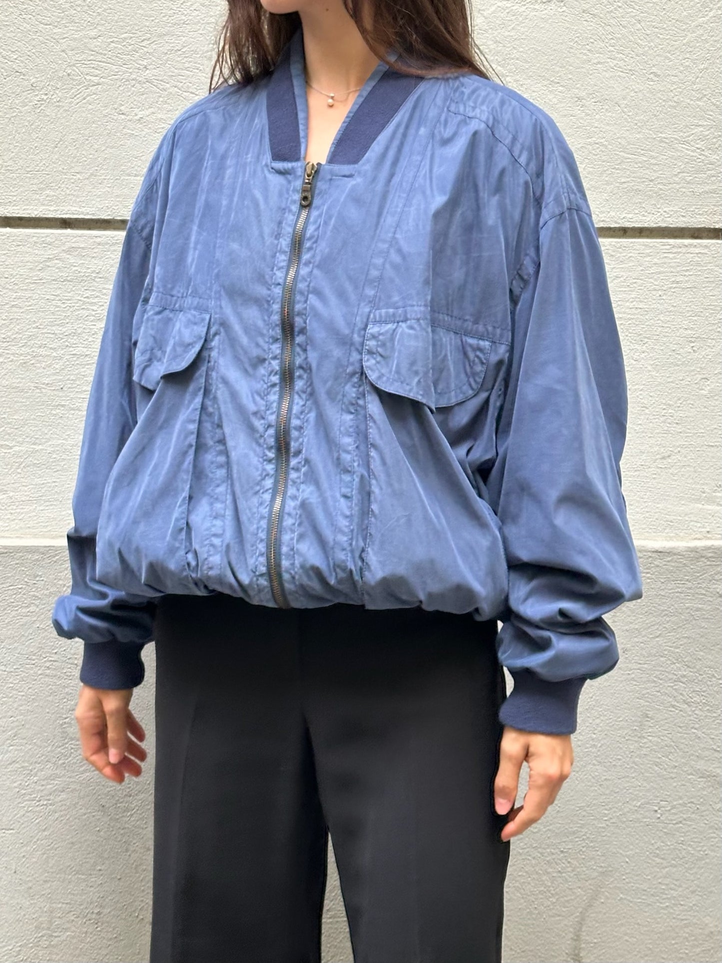 Vintage Blue Unisex Bomber Jacket L