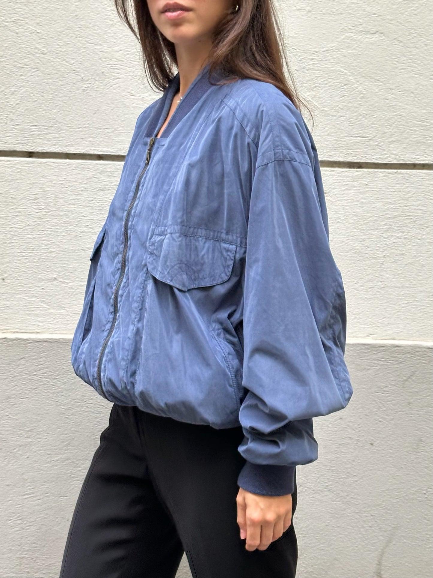 Vintage Blue Unisex Bomber Jacket L