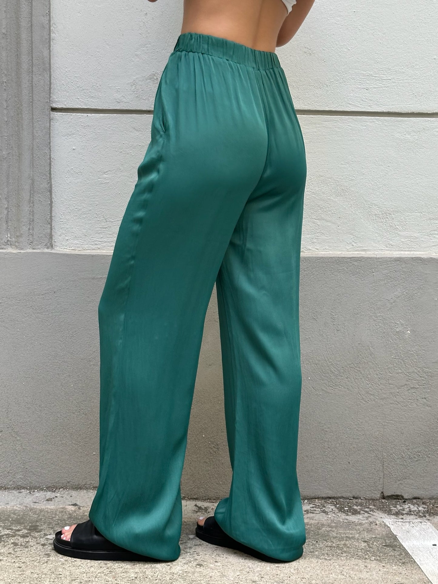 Emerald Green 100% Viscose Extra Long Trousers S EU 36