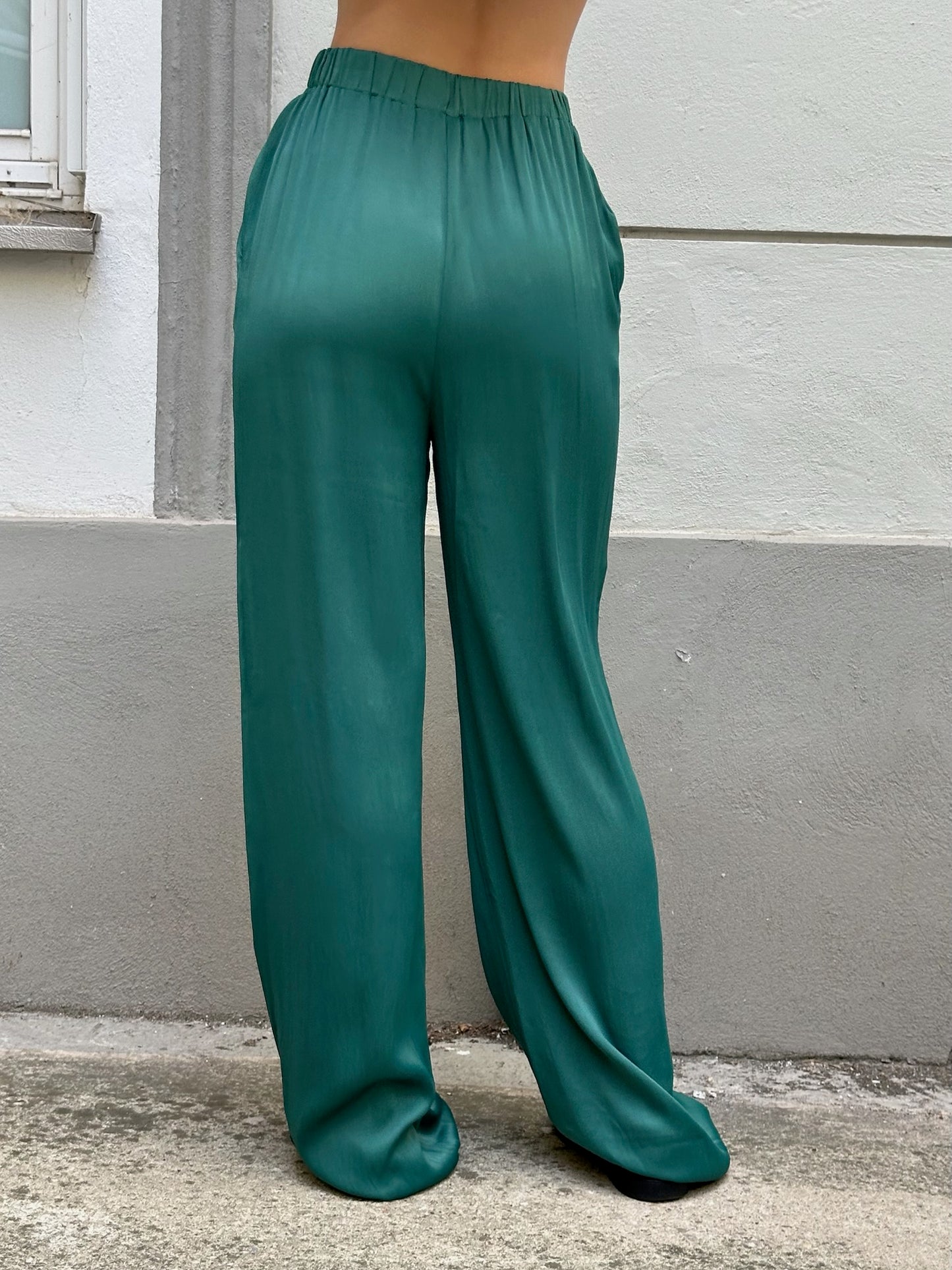 Emerald Green 100% Viscose Extra Long Trousers S EU 36