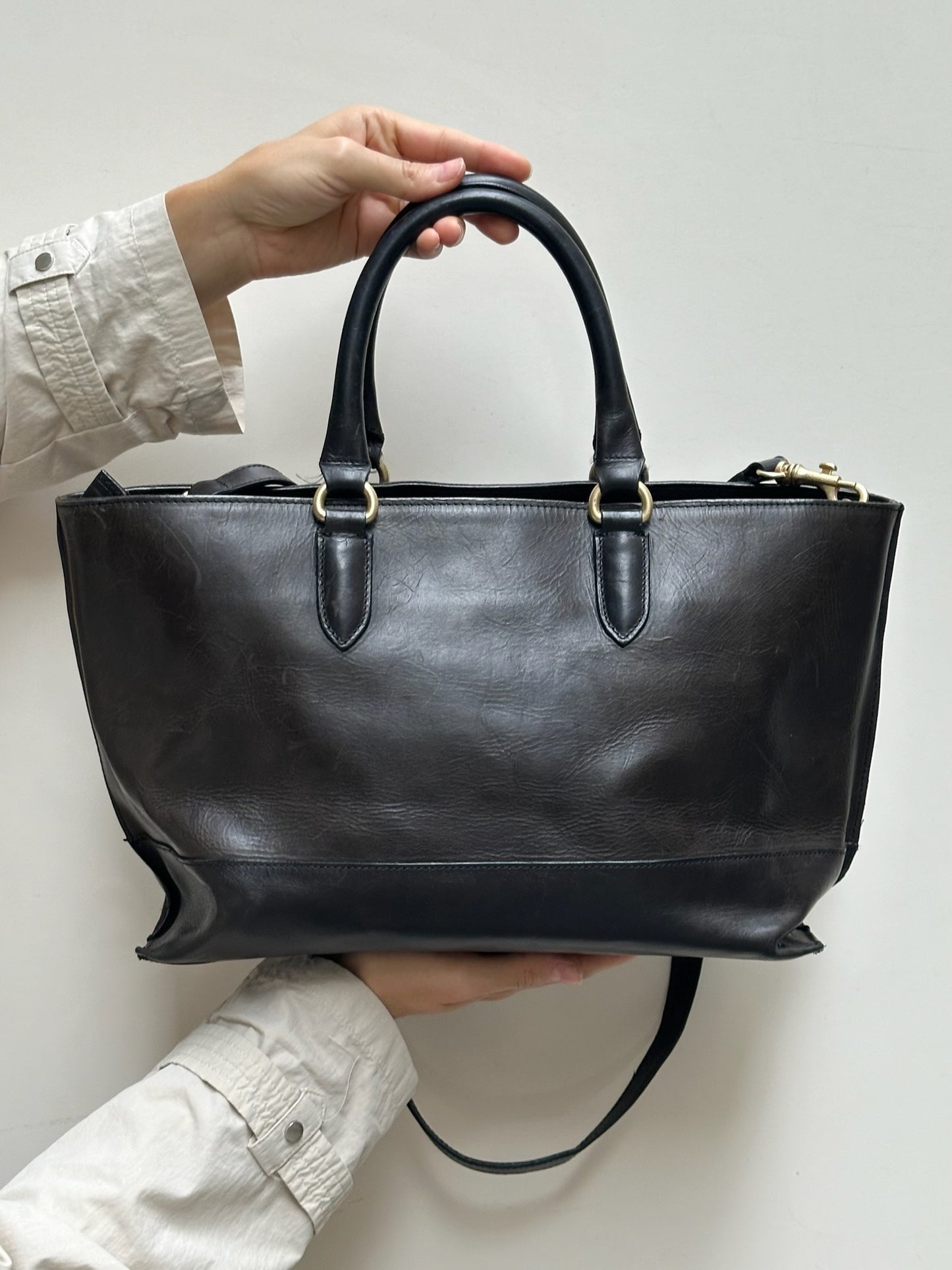 Vintage Massimo Dutti 100% Genuine Leather Black Bag L