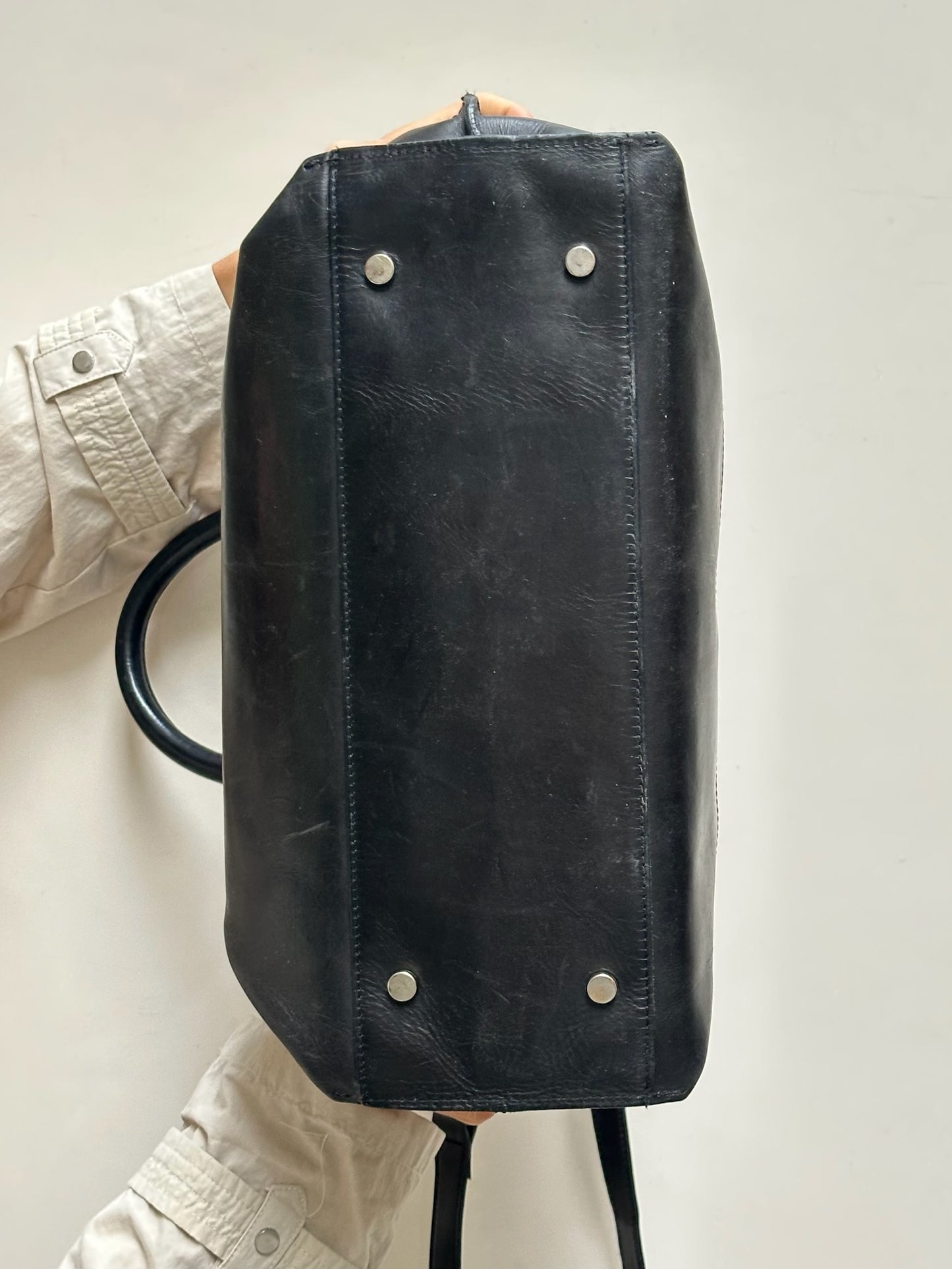 Vintage Massimo Dutti 100% Genuine Leather Black Bag L