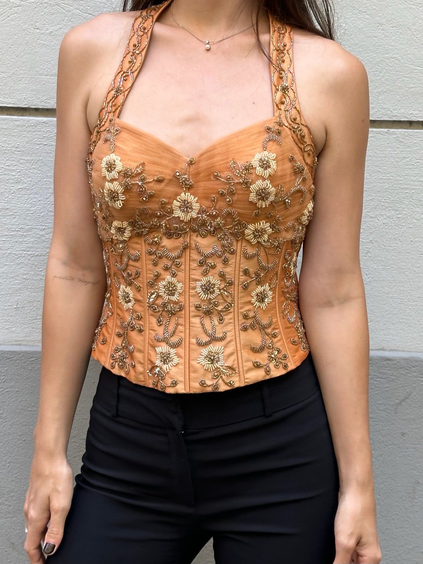 Vintage Sequin Halter Bustier Top M