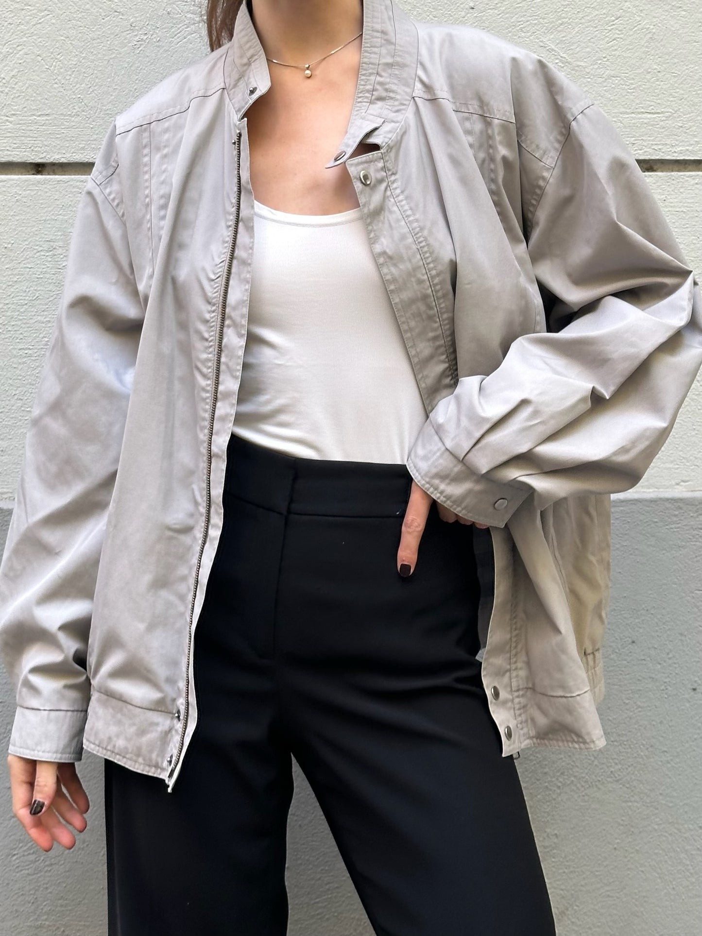 Vintage Light Gray Bomber Jacket L