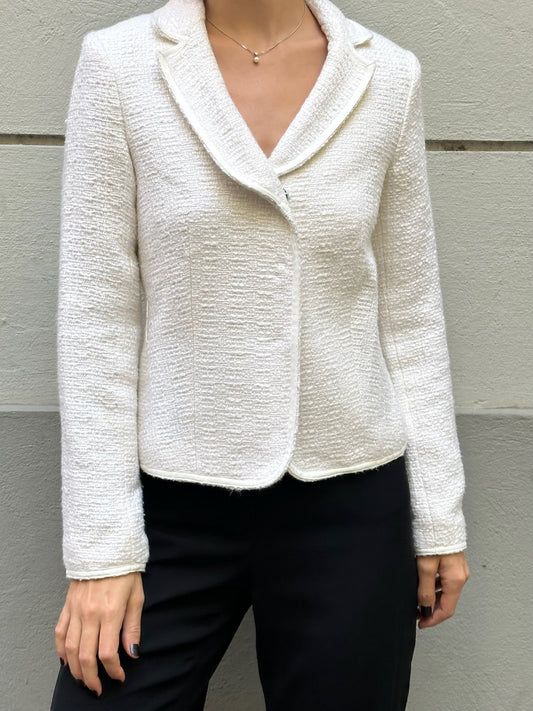 Vintage Off-White Tweed Blazer S