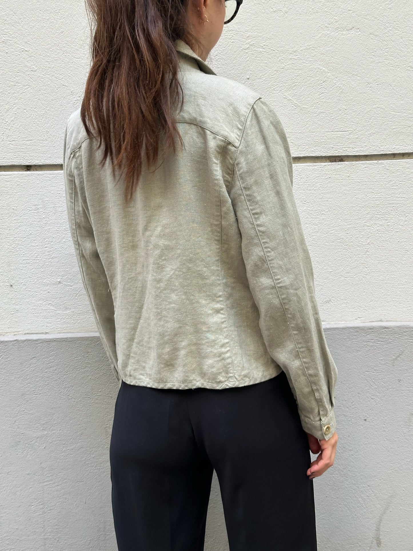 Vintage Linen/Cotton Light Sage Jacket S