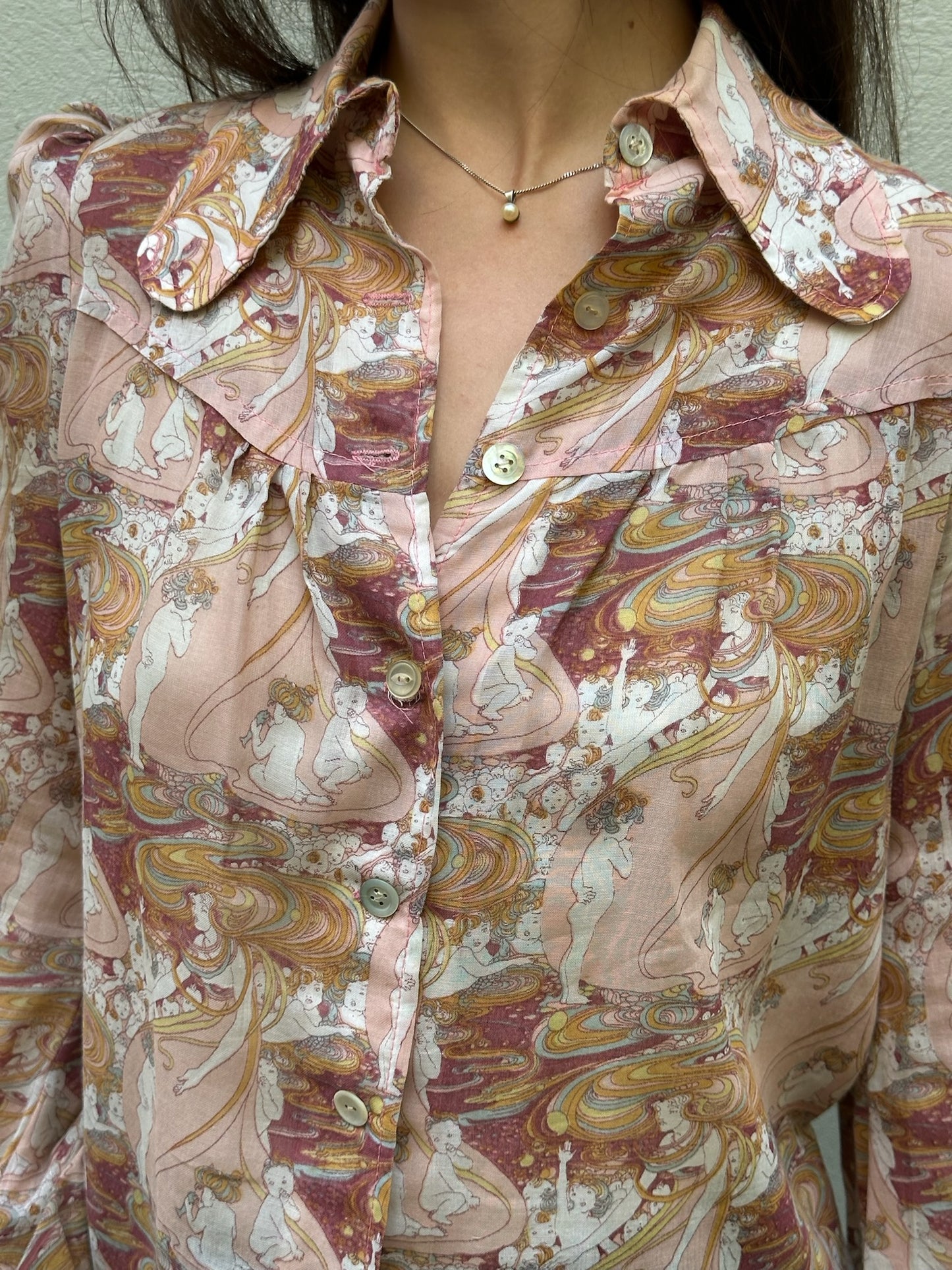 Vintage Floral Button Down Long Sleeve Shirt S