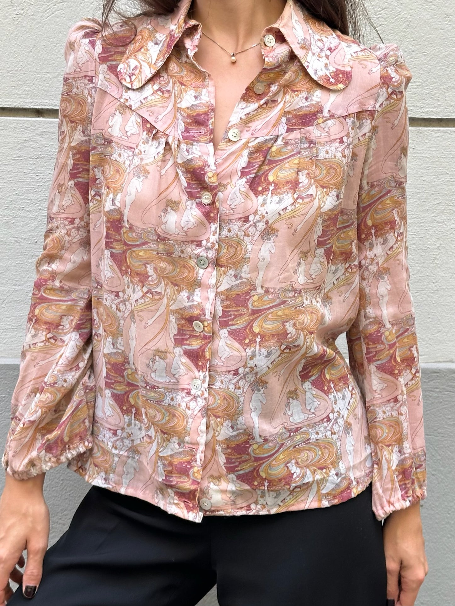 Vintage Floral Button Down Long Sleeve Shirt S
