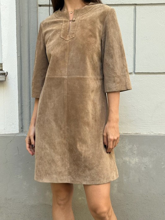 Vintage 100% Genuine Leather Suede Stefanel Mini Dress S