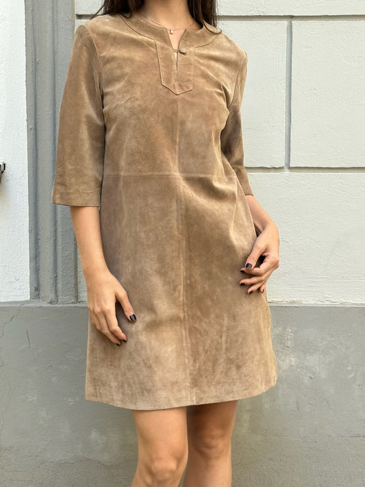 Vintage 100% Genuine Leather Suede Stefanel Mini Dress S