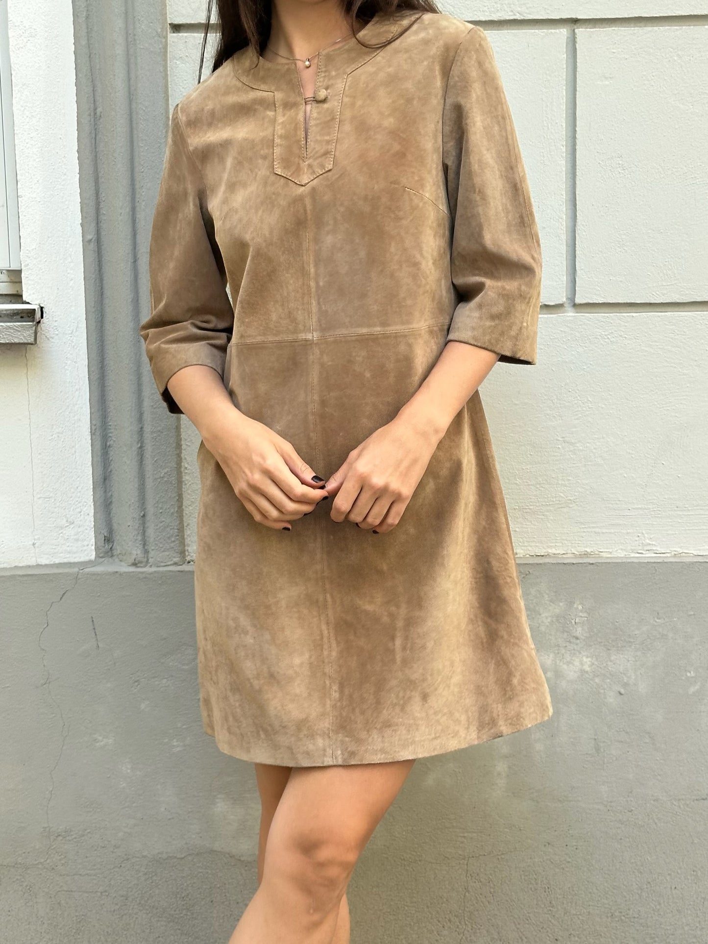 Vintage 100% Genuine Leather Suede Stefanel Mini Dress S