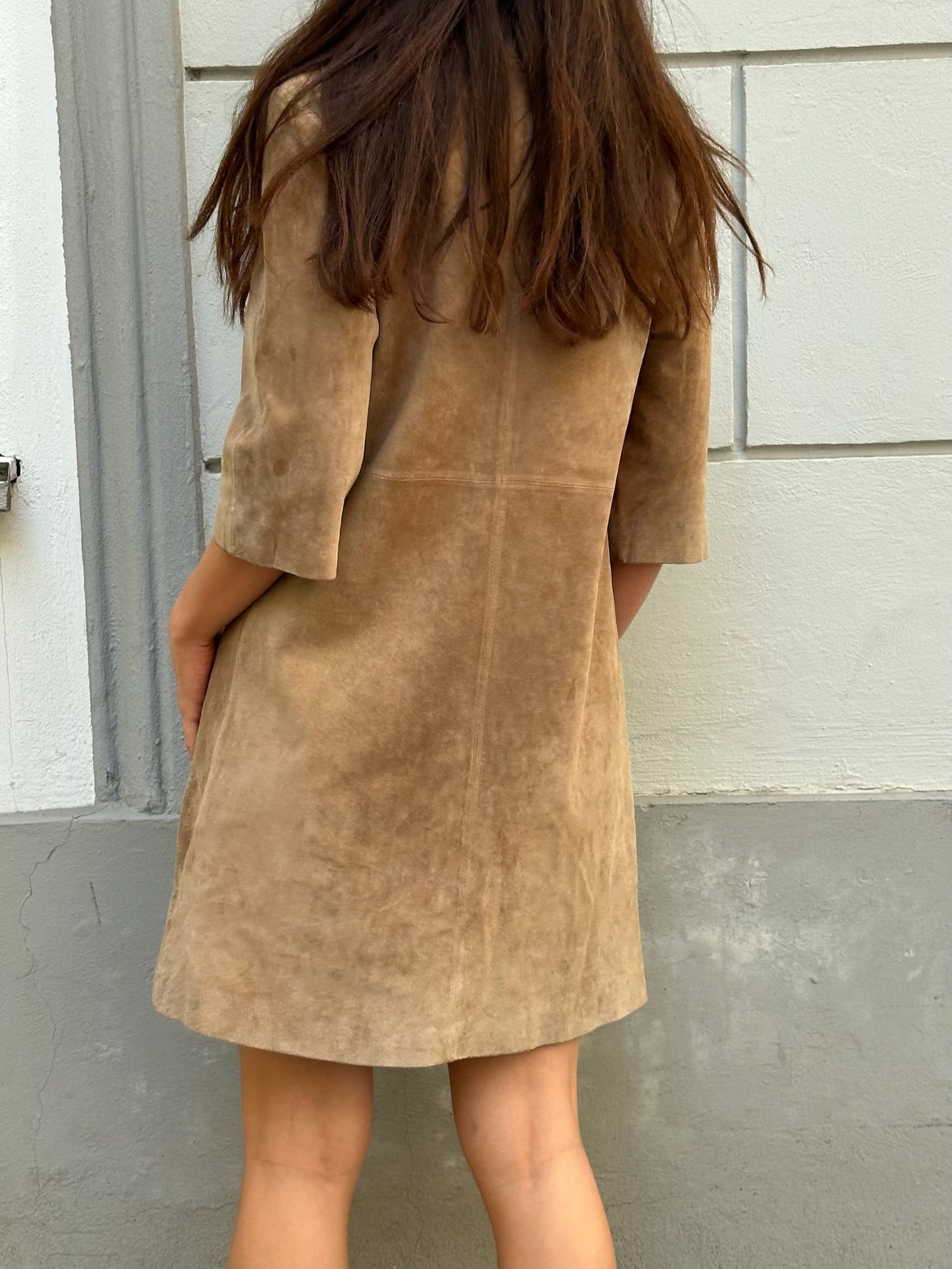 Vintage 100% Genuine Leather Suede Stefanel Mini Dress S