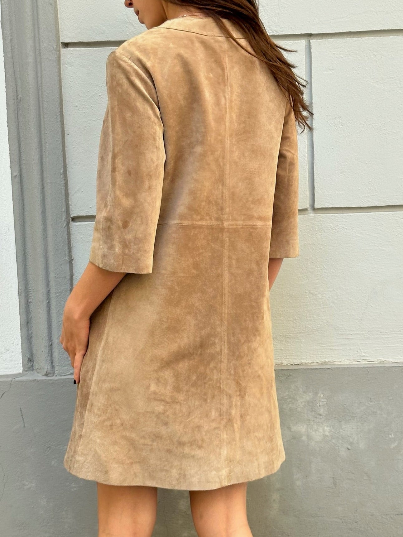 Vintage 100% Genuine Leather Suede Stefanel Mini Dress S