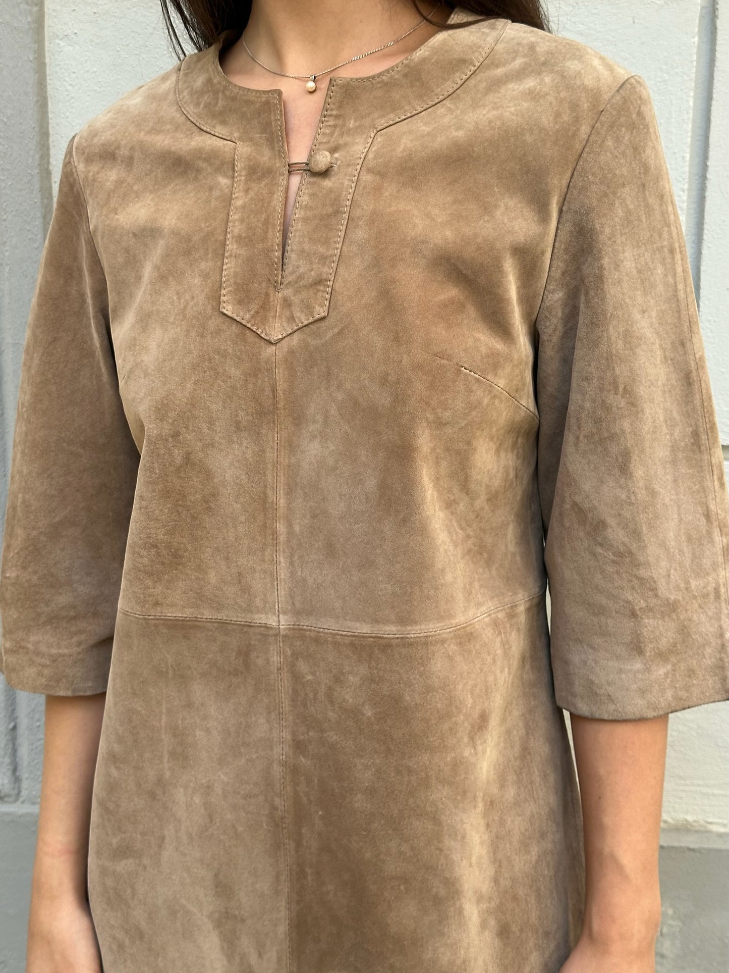 Vintage 100% Genuine Leather Suede Stefanel Mini Dress S