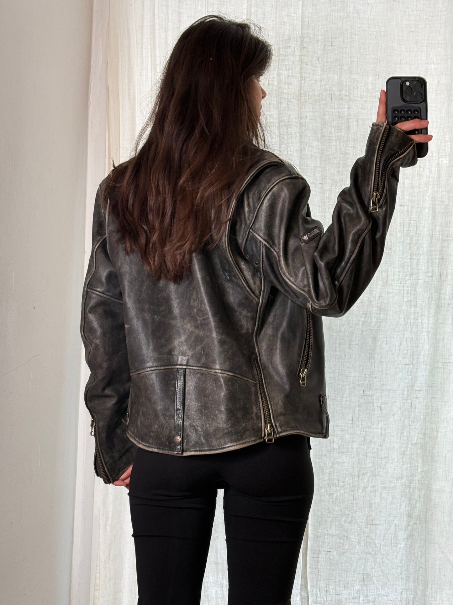 Vintage 100% Genuine Leather Heavy Motorcycle Jacket L