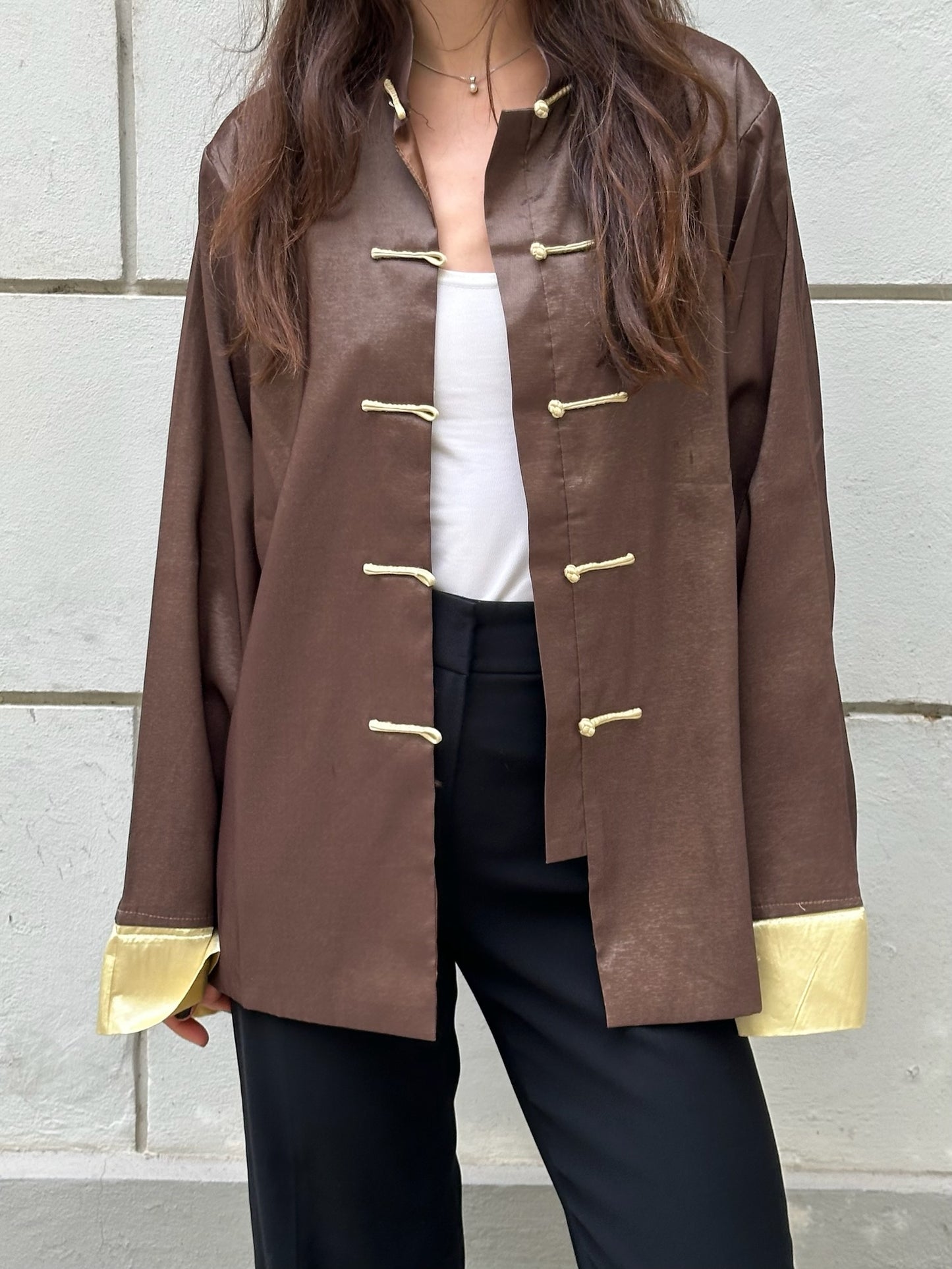 Vintage Asian/Oriental Brown & Tan Jacket M/L