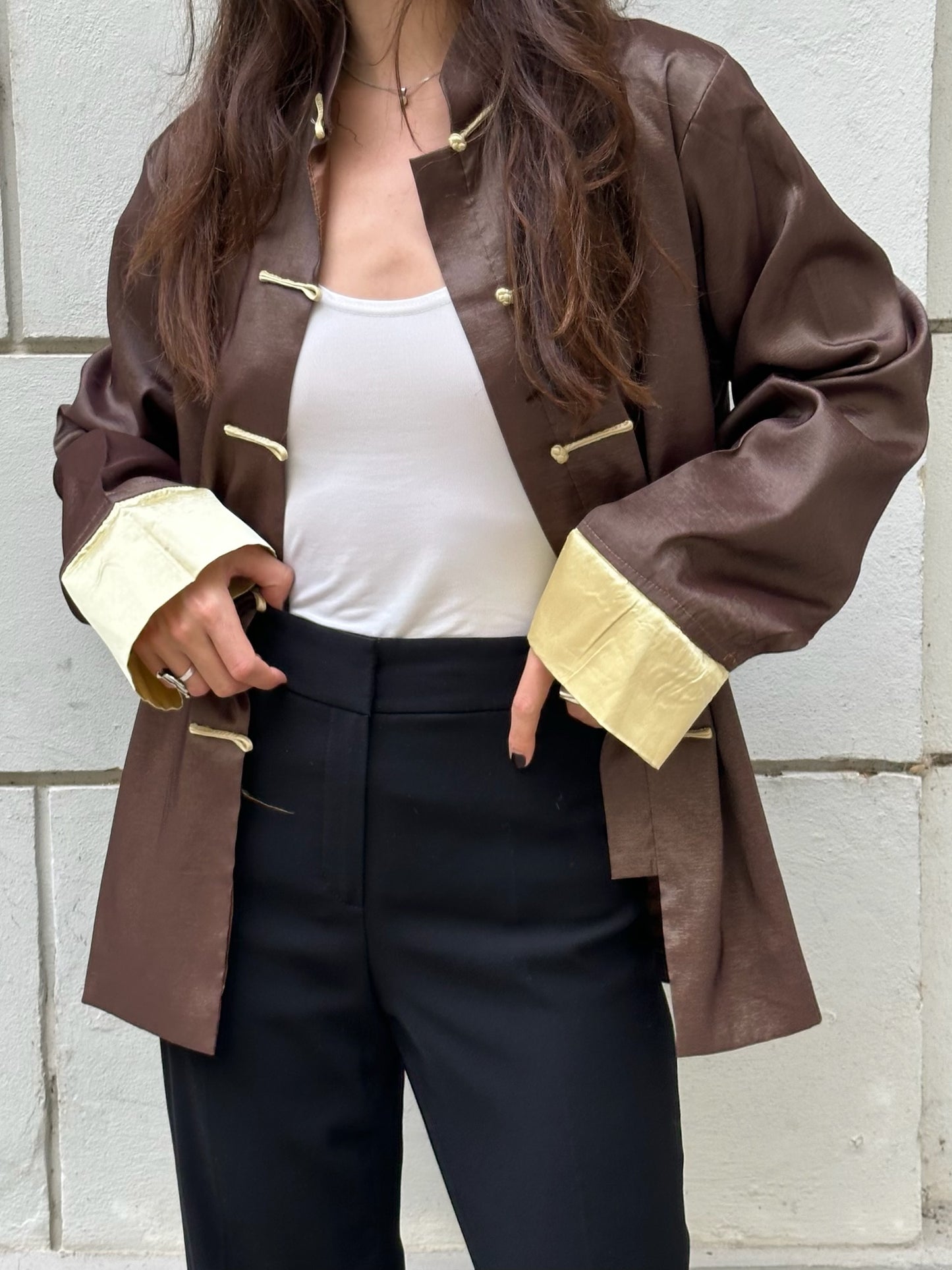 Vintage Asian/Oriental Brown & Tan Jacket M/L