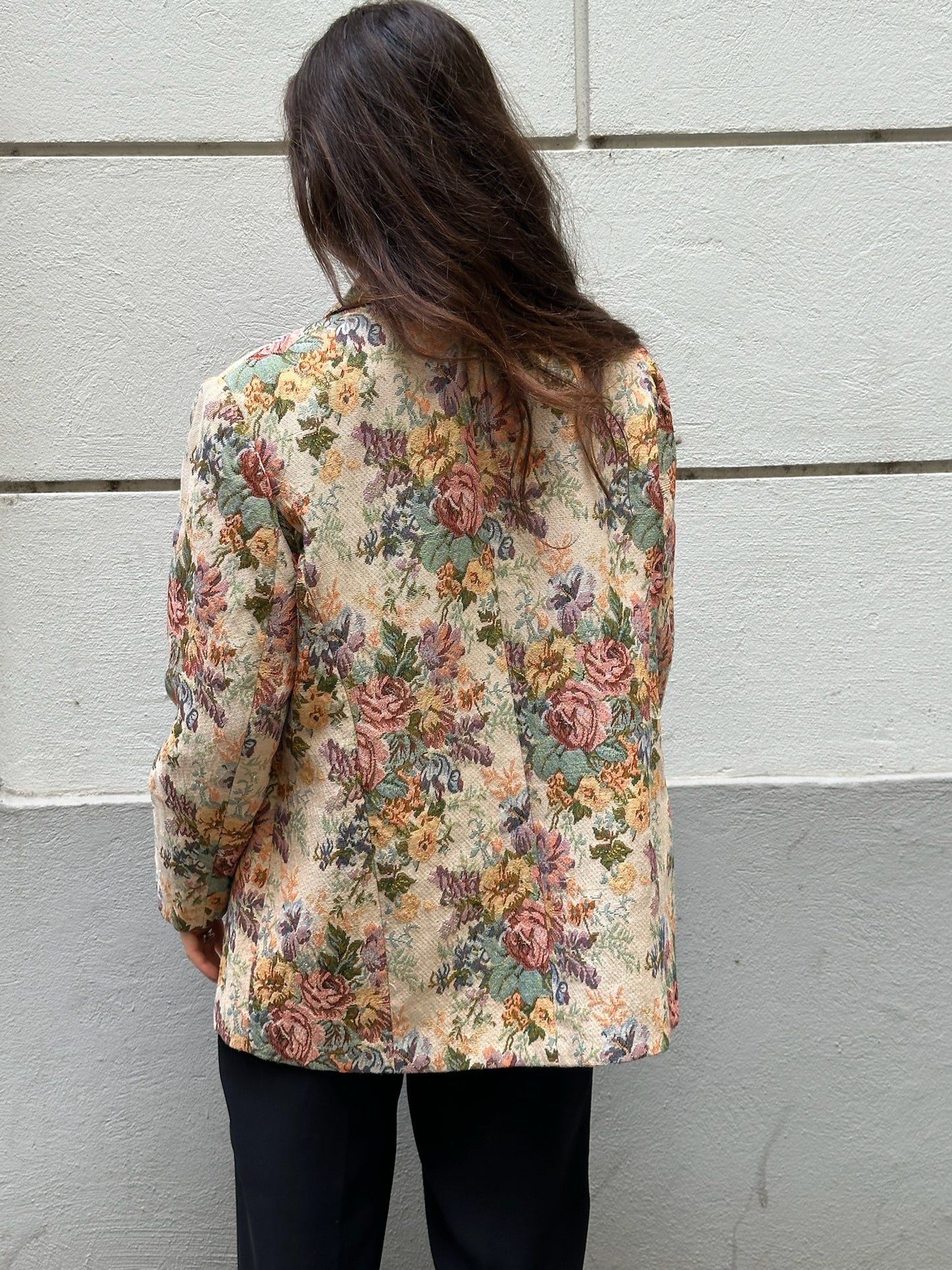 Vintage Cotton Blend Floral Blazer L