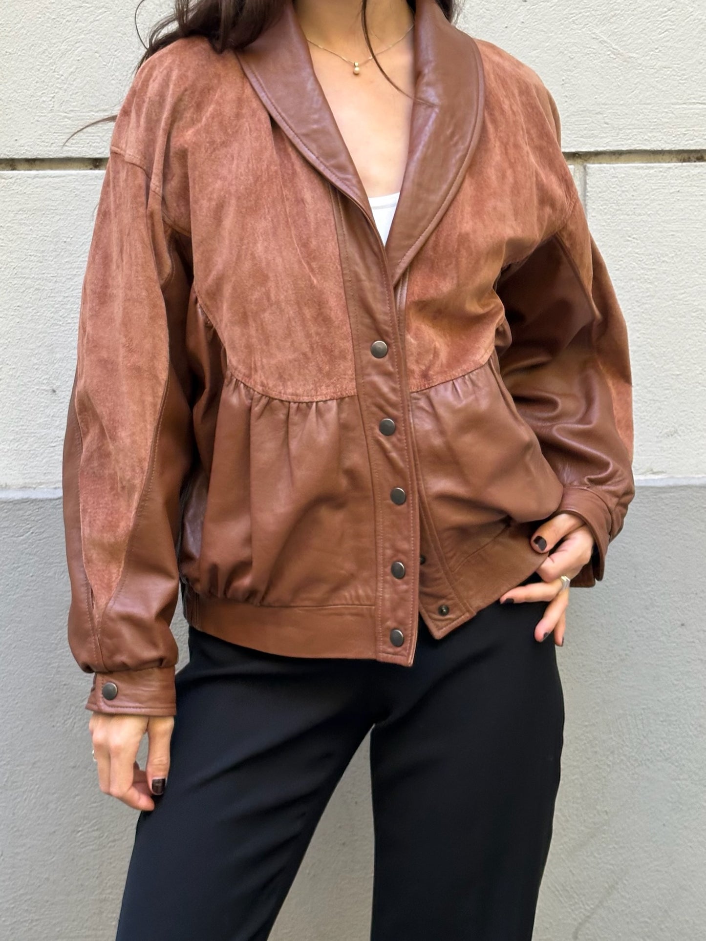 Vintage Brown 100% Genuine Leather Suede Jacket M/L